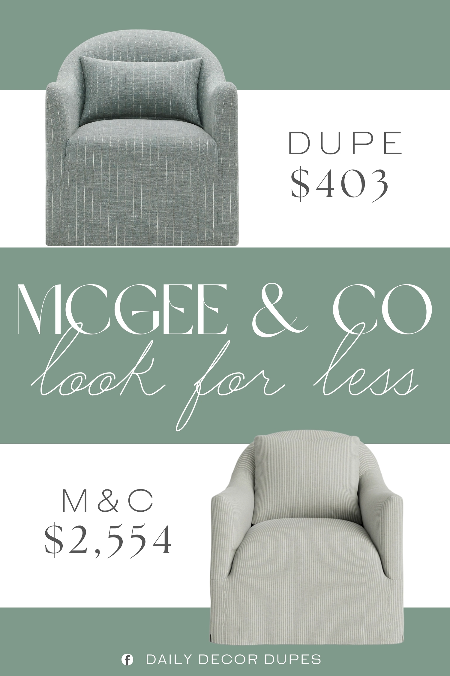 McGee & Co Trudeaux Slipcover Swivel Chair Dupe. Featuring a sculptural curved back, swooping shelter arms, and tailored silhouette, this accent chair brings soft contemporary style to living rooms and bedrooms.