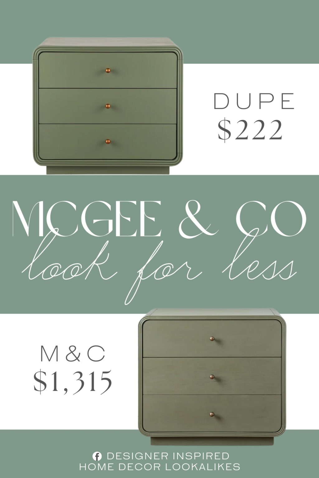 McGee & Co Wilkins Laurel Nightstand Dupe. The vertical wood texture and antique gold handles create a look that balances contemporary charm with vintage sophistication. Curved-edge craftsmanship eliminates sharp corners, enhancing safety while giving the piece a softer, more inviting silhouette.