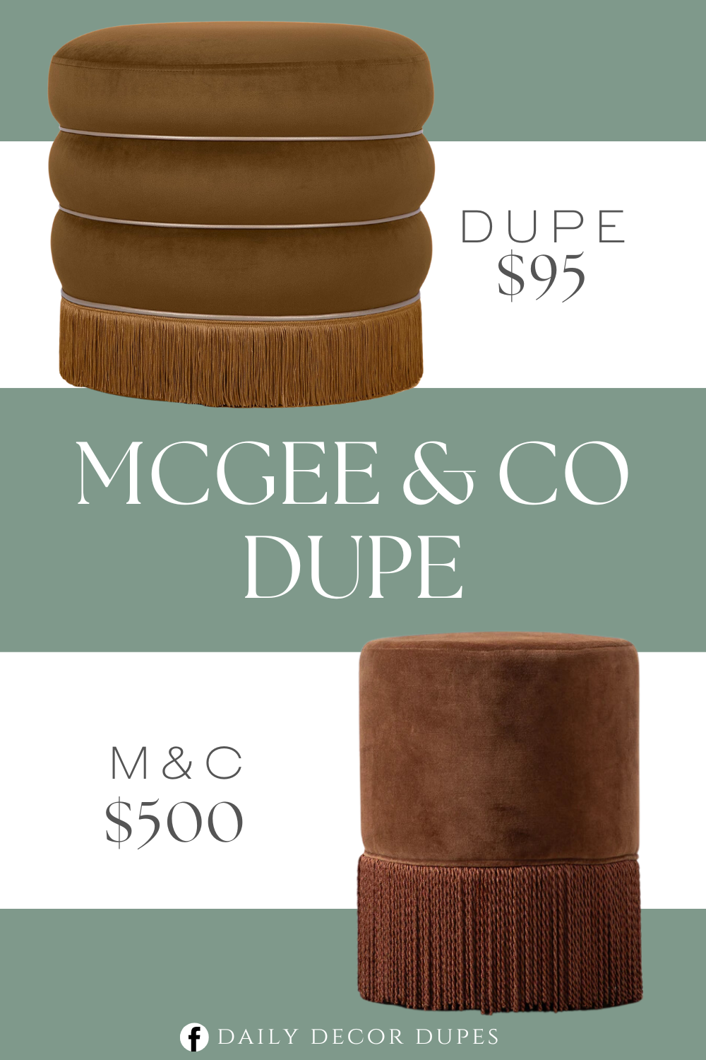 McGee & Co. Astrid Fringe Stool Dupe. Made from 100% polyester and 100% PU, this modern-style stool features a rich chocolate color and a round shape. Crafted from leather. Product dimension 17.2"D x 17.2"W x 15.9"H.