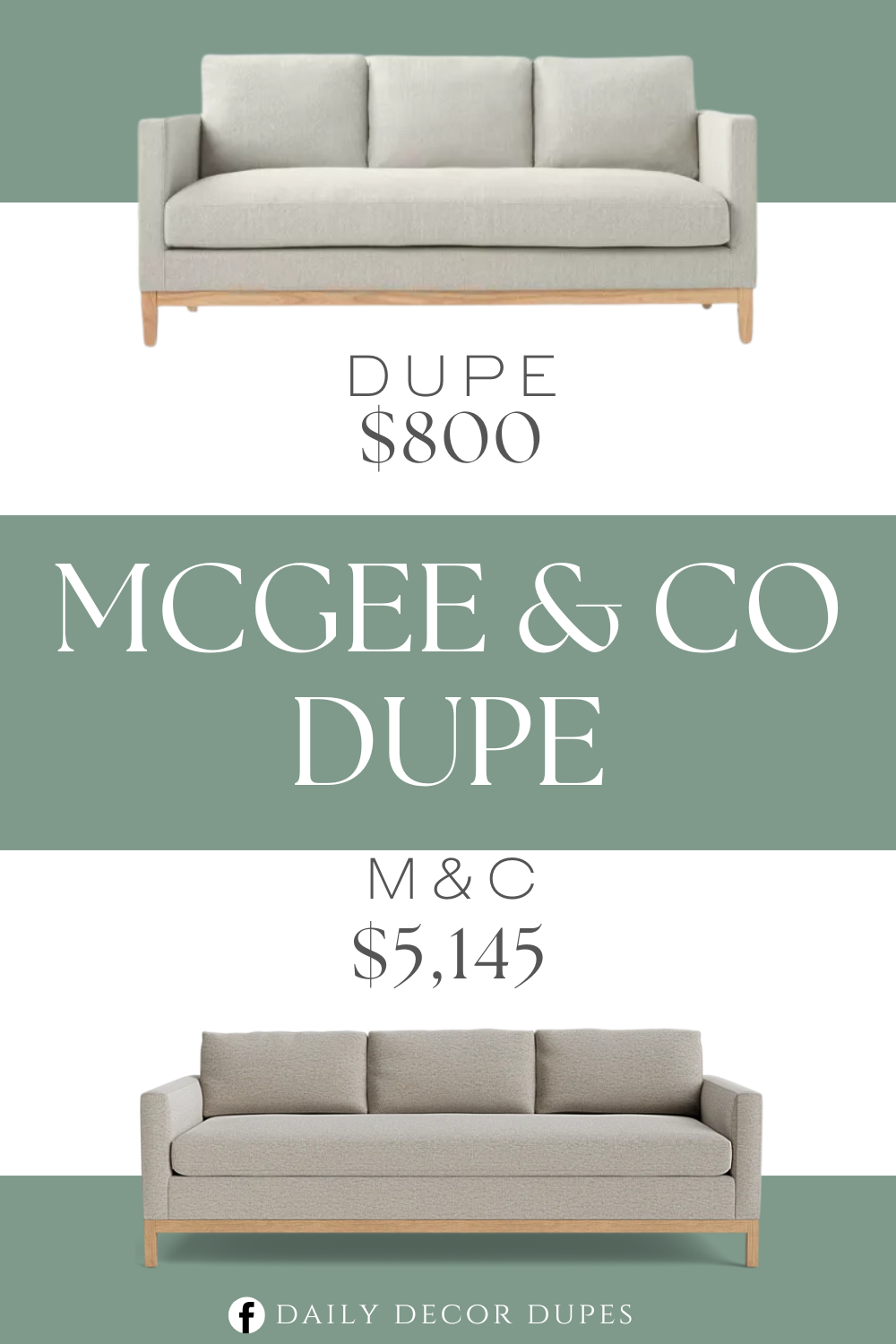 Mcgee & Co Buckley Sofa Dupe. Gray 2-seater sofa brings an elegant look to your space. Wooden base adds natural appeal. Upholstered seat and back creates comfy sitting. Perfect to seat up to 2 people.