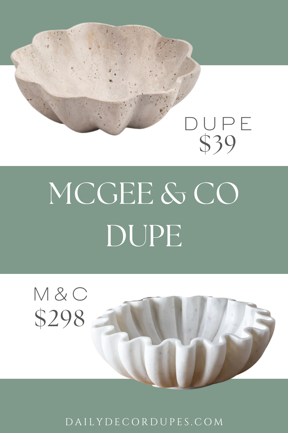 Mcgee & Co Fluted Marble Bowl Dupe. Travertine stone. handcrafted, fluted edges. Overall dimension 10in D x 3in H.