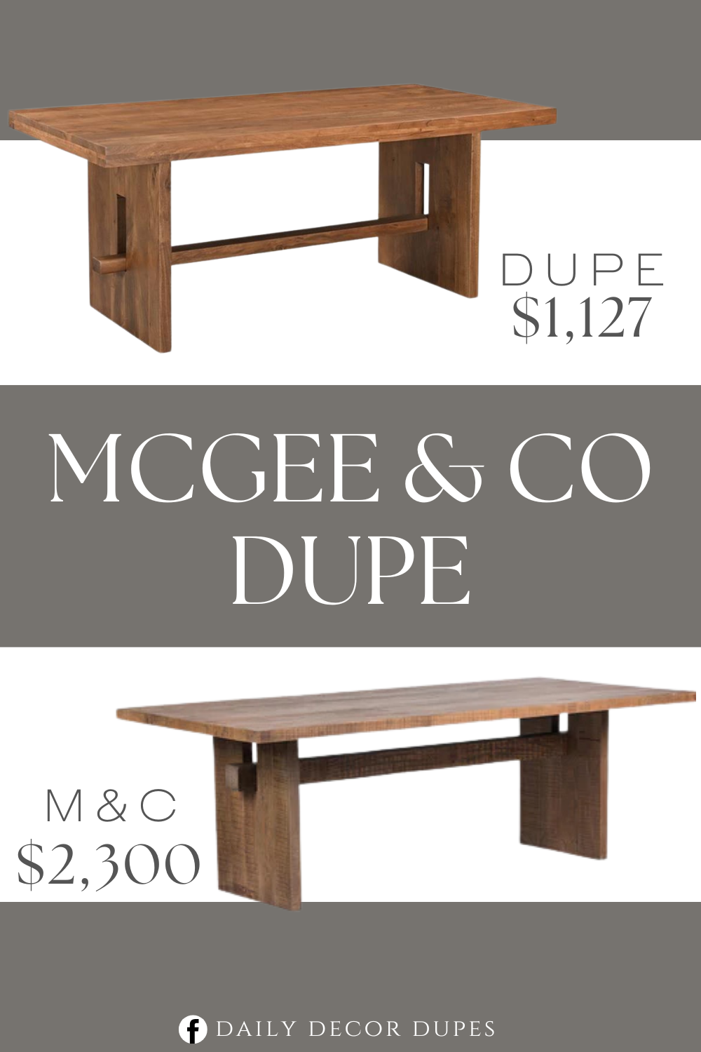 McGee & Co Glenna Dining Table Dupe. Made of hardwood. Seats up to 6. Modern style. Handmade. Brown finish. It features a spacious tabletop and a sturdy trestle base,