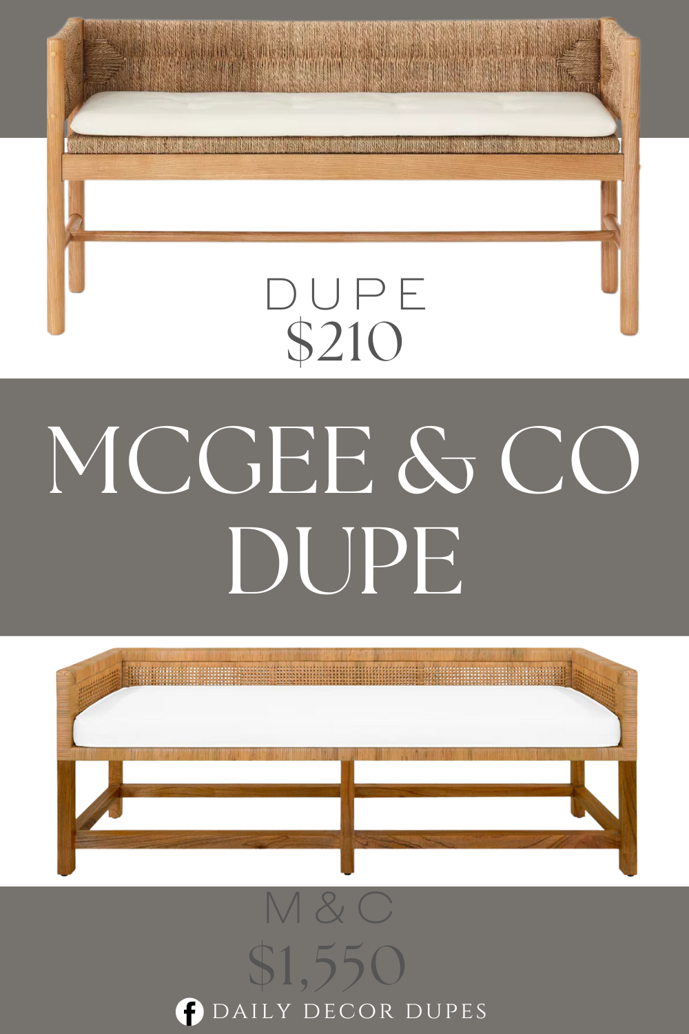 Mcgee & Co Winsome Bench Dupe. Rectangular bench with ash frame and woven back. Woven cotton textile contrasts with wooden frame. 48in length suitable for use in a variety of locations. Loose seat cushion adds elegant look and comfortable feel.