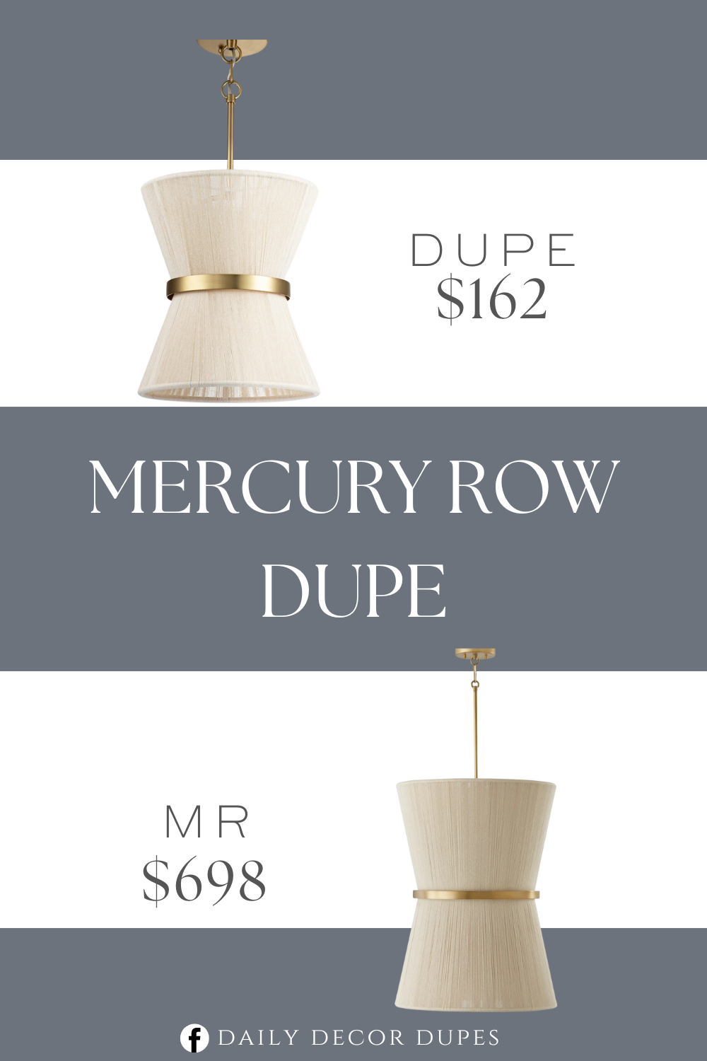 Mercury Row Light Unique Statement Pendant Dupe. Material: Metal, Rope. Versatile: Dimmable and LED/CFL/Incandescent compatible, uses one 100-Watt (max) E26 medium base bulb (Not Included) Dimensions: Adjustable Height (from 19 inches to 61.4 inches), 12 inches W x 13.75 inches H; includes 1' of chain, 10' of wire, and one each 6-inch, 12-inch, and 18-inch removable rods. Backplate/Canopy Size: 1"Hx5.25"Wx5.25" D Round. Various Ceiling Compatible: Compatible with all ceiling types including flat, sloped, slanted, and vaulted ceilings.