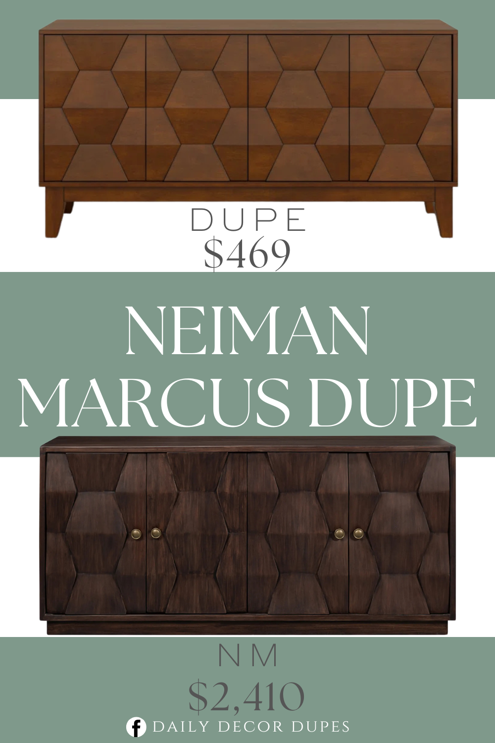 Neiman Marcus Preston 4-Door Sideboard Cabinet Dupe. Made of high-quality solid wood and faux wood. Interior shelves offer multiple compartments. Equipped with four solid wood legs.