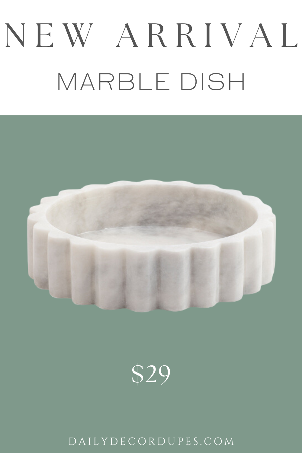 New Arrival Marble Dish. Fluted marble design. Overall dimension 10in D x 3in H.