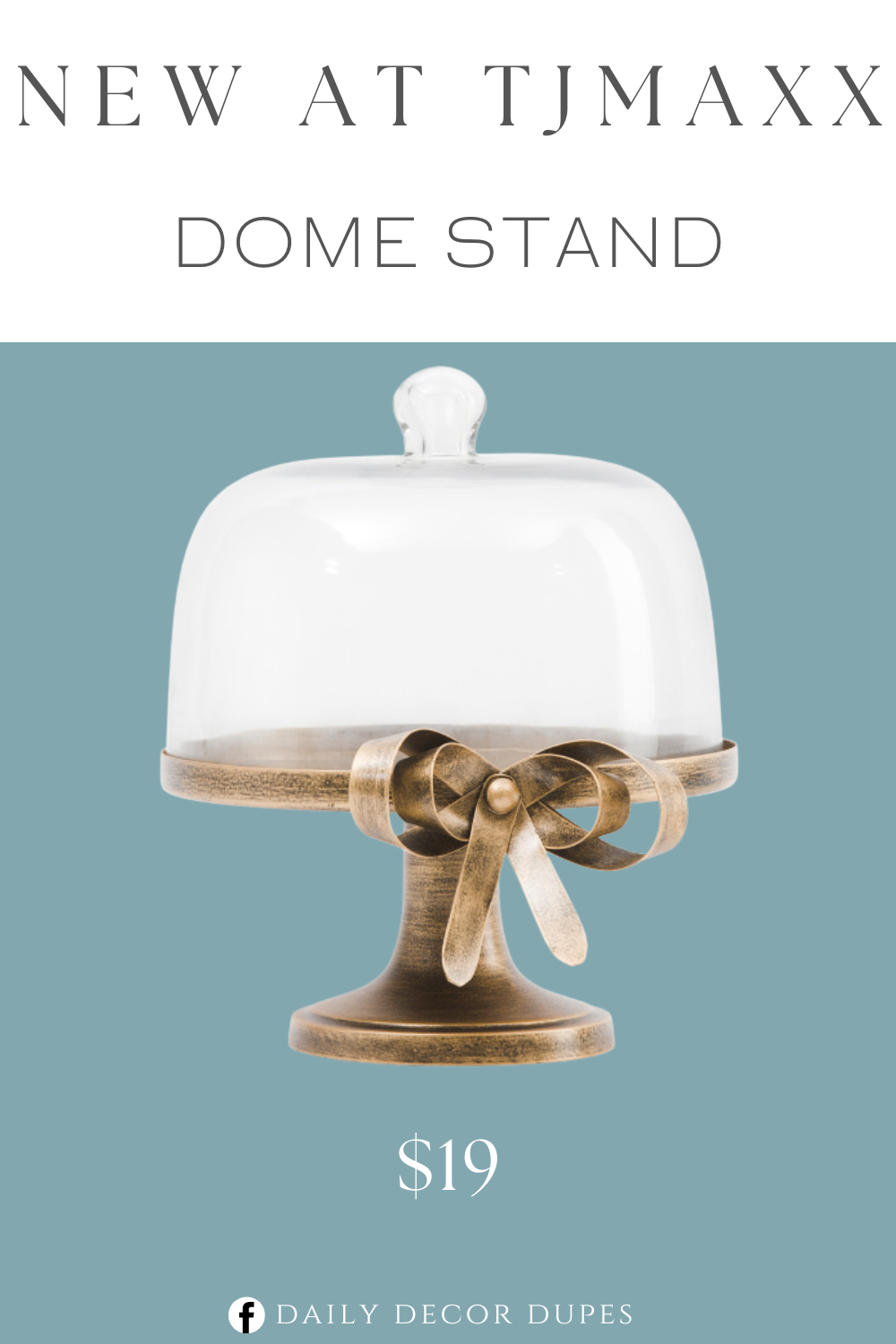 New at Tjmaxx Dome Stand. Glass dome, bow accent. Made from glass and metal. Product dimension 8.5in D x 9.5in H.