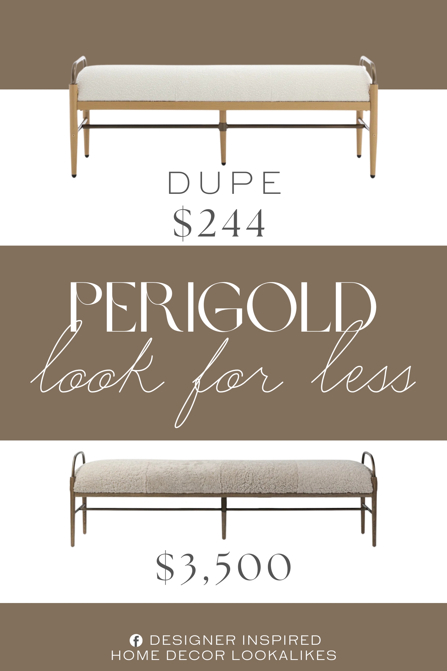 Perigold Demi Accent Bench Dupe. This vintage bench can be placed in bedrooms, hallways, and other spaces. Upholstered, Iron materials, metal leg materials.