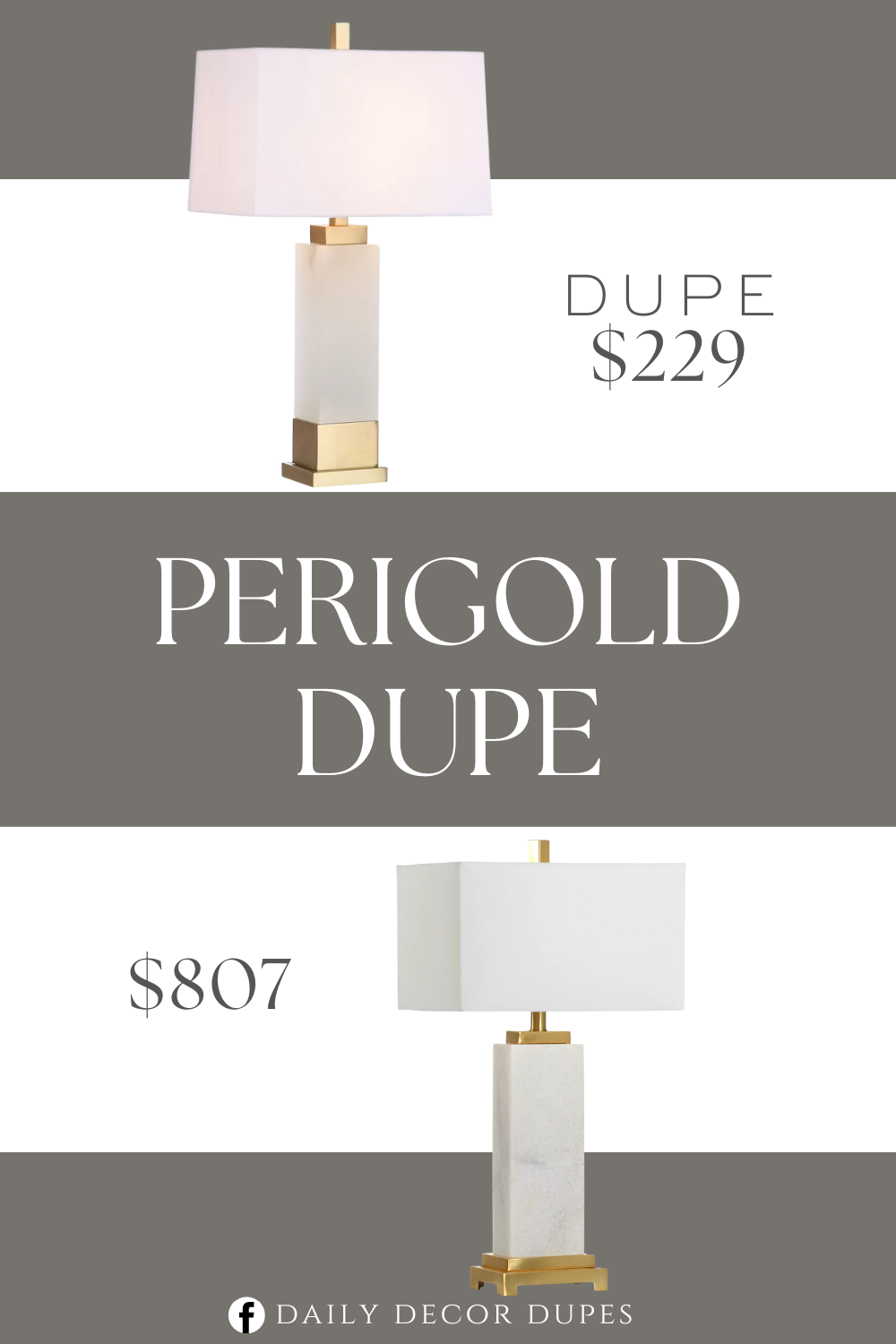 Perigold Kennedy Table Lamp Dupe. The combination of metal and fabric creates a modern and glamorous feel, perfect for elevated interiors.