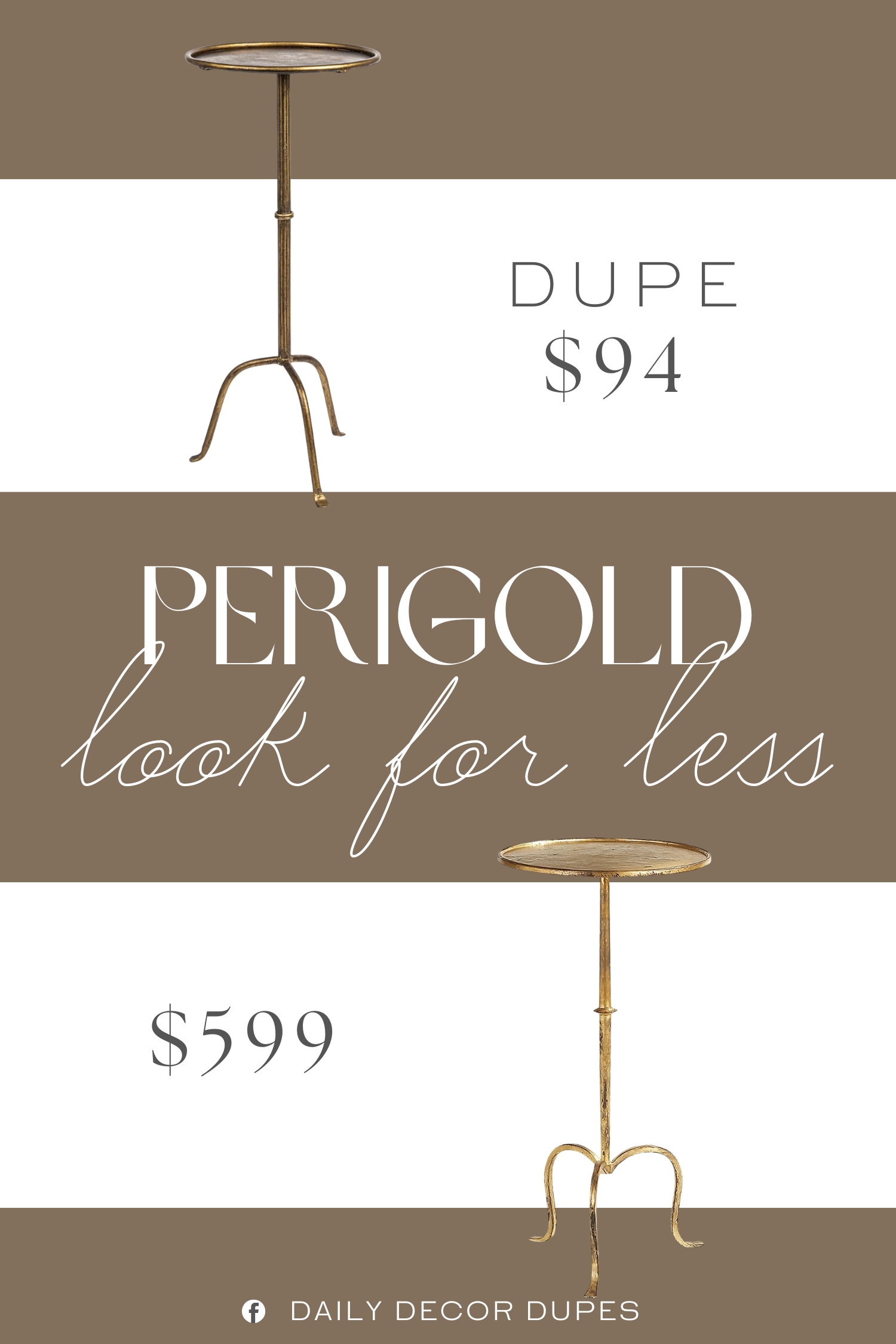 Perigold Martini End Table Dupe. Featuring a sturdy metal construction for durability and stability, making it ideal for drinks, snacks, or small decor items beside a sofa, chair, or as an accent piece.