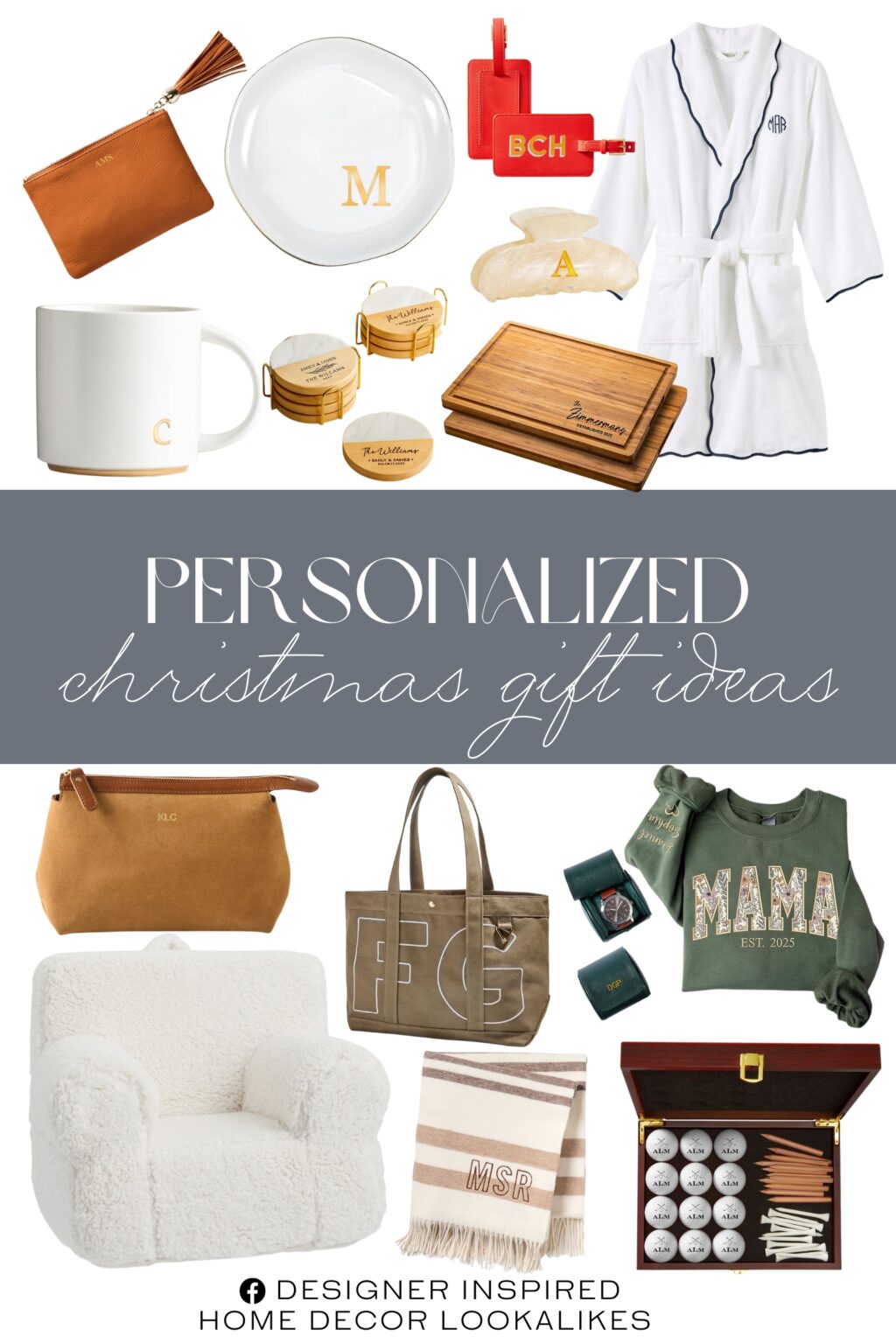 Personalized Christmas Gift ideas. Personalized Coasters. Initial Cute Hair Clips. Initial Ring Dish Trinket Plate. Personalized Floral Embroidered Sweatshirts. Single Travel Jewelry Watch Roll. Soho Suede Pouch. Anywhere Chair®, Cozy Sherpa Collection. Personalized Cutting Board. Monogram Ceramic Mugs. Leather Tassel Zipper Pouch. Italian Woven Throw Blanket. Custom Alpha Tote. Fillmore Luggage Tag. Personalized Golf Ball Gift Set. Hydrocotton Scalloped Bath Robe.