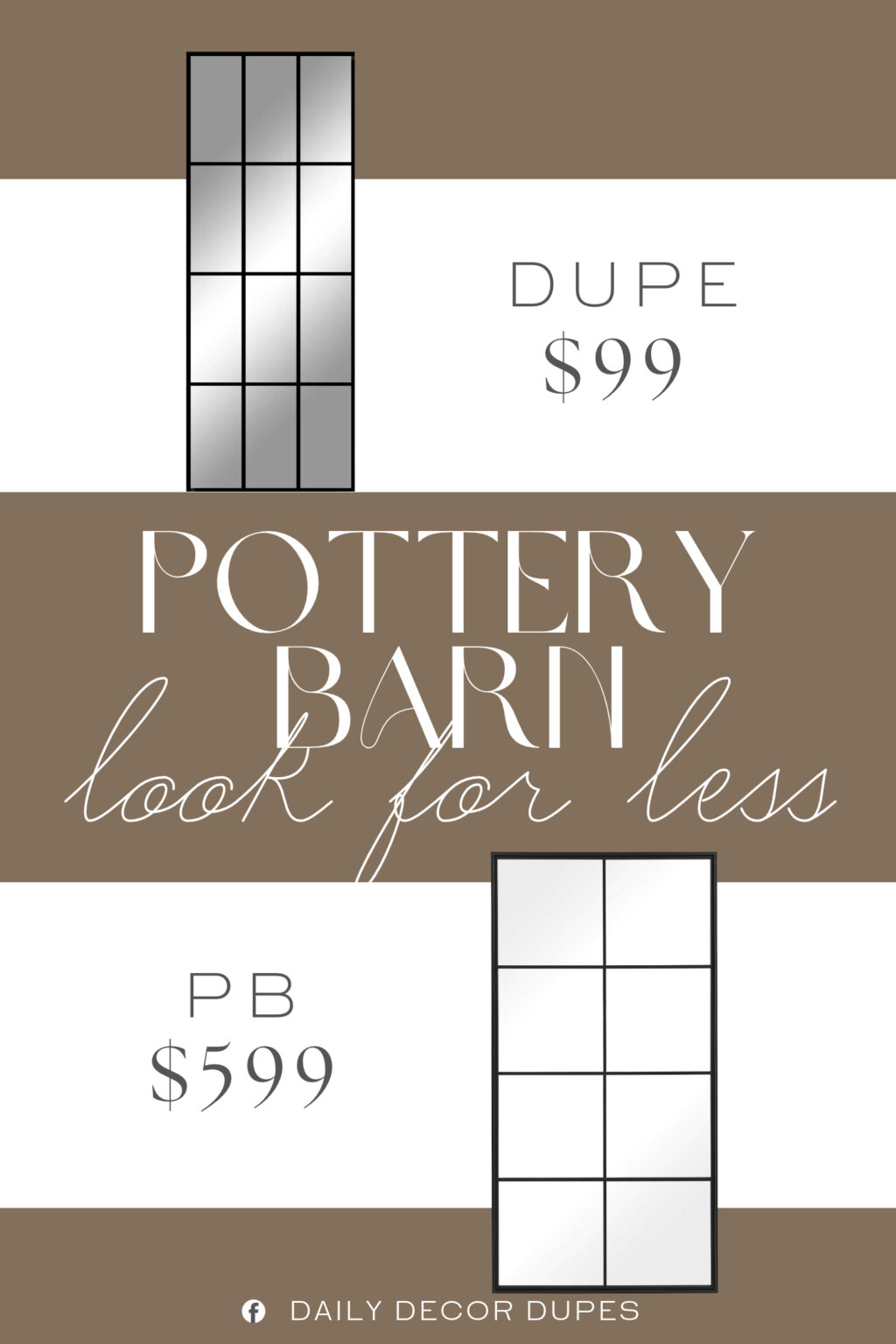 Pottery Barn Alice Modular Windowpane Mirror Dupe. The metal frame creates a divided surface that mimics a traditional window, adding depth and a sense of openness to any wall
