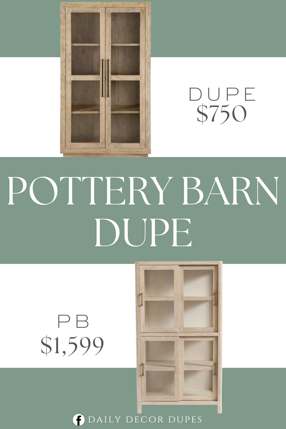 Pottery Barn Aptos Glass Storage Cabinet Dupe. Made with mango wood. Natural finish with hand-applied whitewash finish. Glass panel door fronts. Oil-rubbed, bronze-tone oversized metal door pulls. Inset base. 2 doors with soft-close hinges.