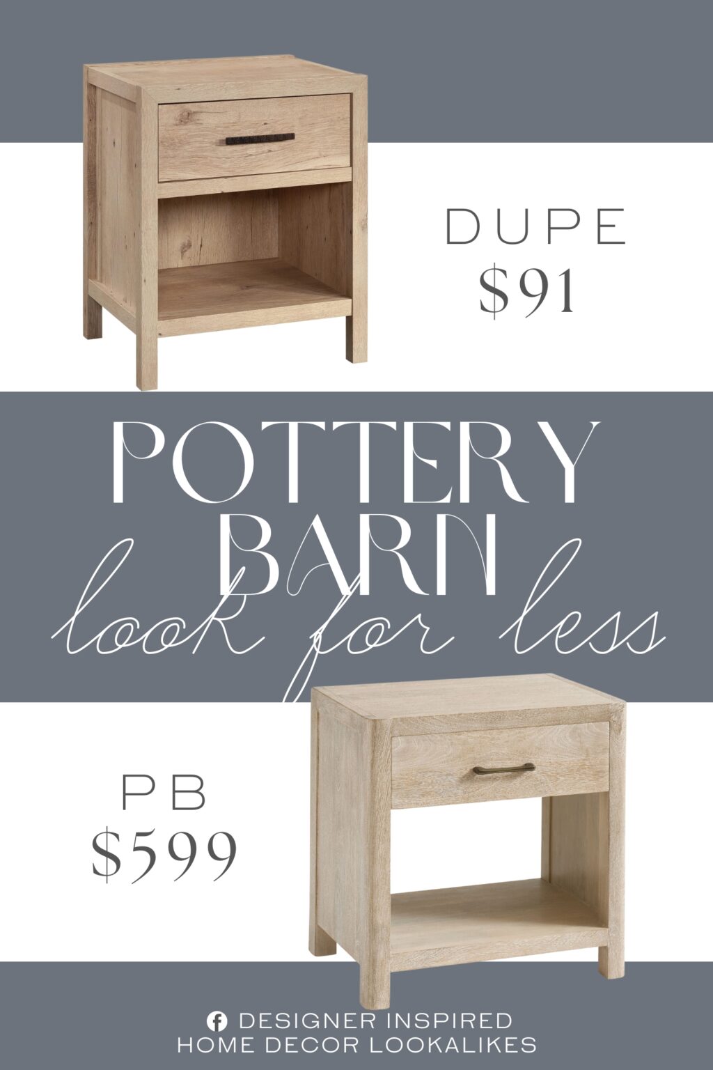 Pottery Barn Aptos Nightstand Dupe. The drawer features metal runners and safety stops, providing a secure place for your reading glasses and other nighttime necessities.