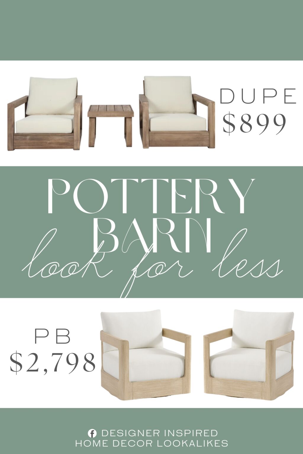 Pottery Barn Aptos Outdoor Swivel Lounge Chair Set Dupe. Each piece is crafted from solid wood, highlighting the material’s unique surface pattern and grain. The plush cushions feature a soft-toned fabric and water-resistant properties that help them handle the occasional downpour.