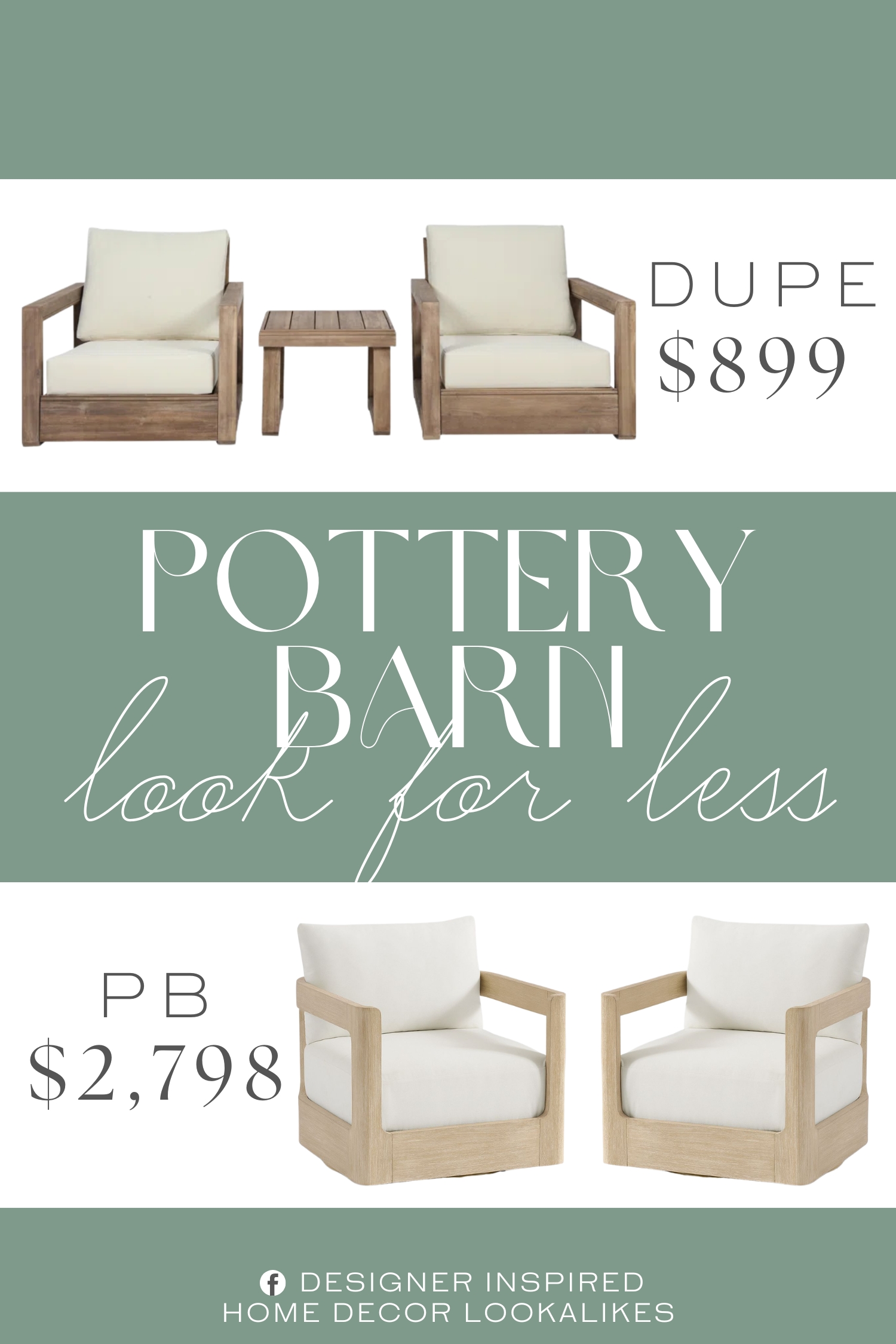 Pottery Barn Aptos Outdoor Swivel Lounge Chair Set Dupe. Each piece is crafted from solid wood, highlighting the material’s unique surface pattern and grain. The plush cushions feature a soft-toned fabric and water-resistant properties that help them handle the occasional downpour.