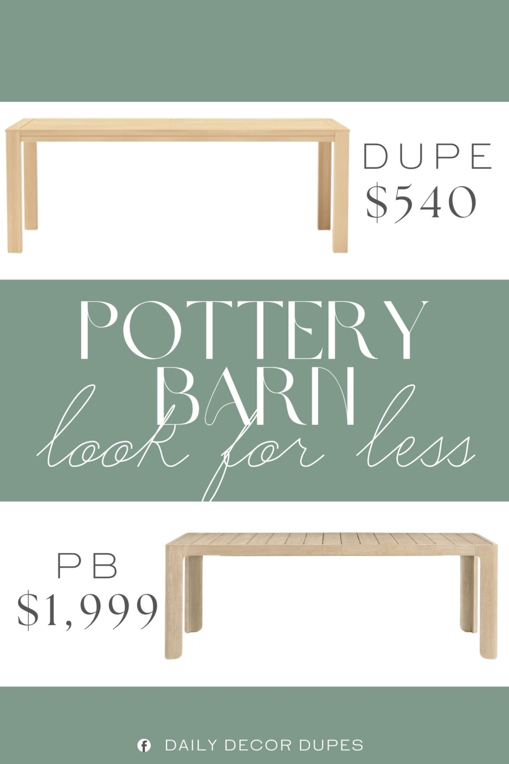 Pottery Barn Aptos Rectangular Outdoor Dining Table Dupe. These sturdy legs stay stable when you lean in or slide plates across during dinner.