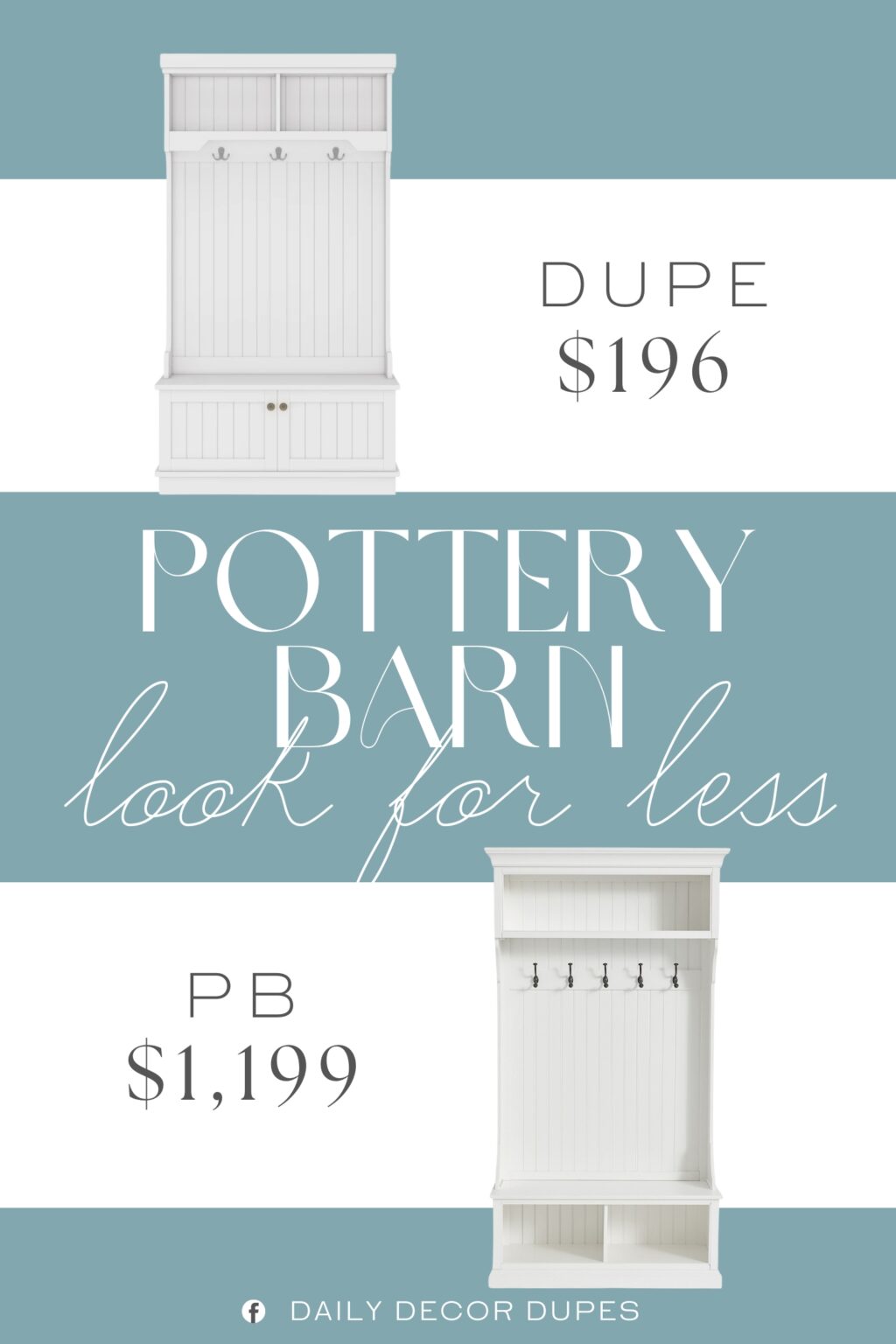 Pottery Barn Aubrey Hall Tree Dupe. Constructed with high-quality wood, solid and durable for long-time use. The wide storage bench can serve as a seat for shoe-changing when you are on and off duty.