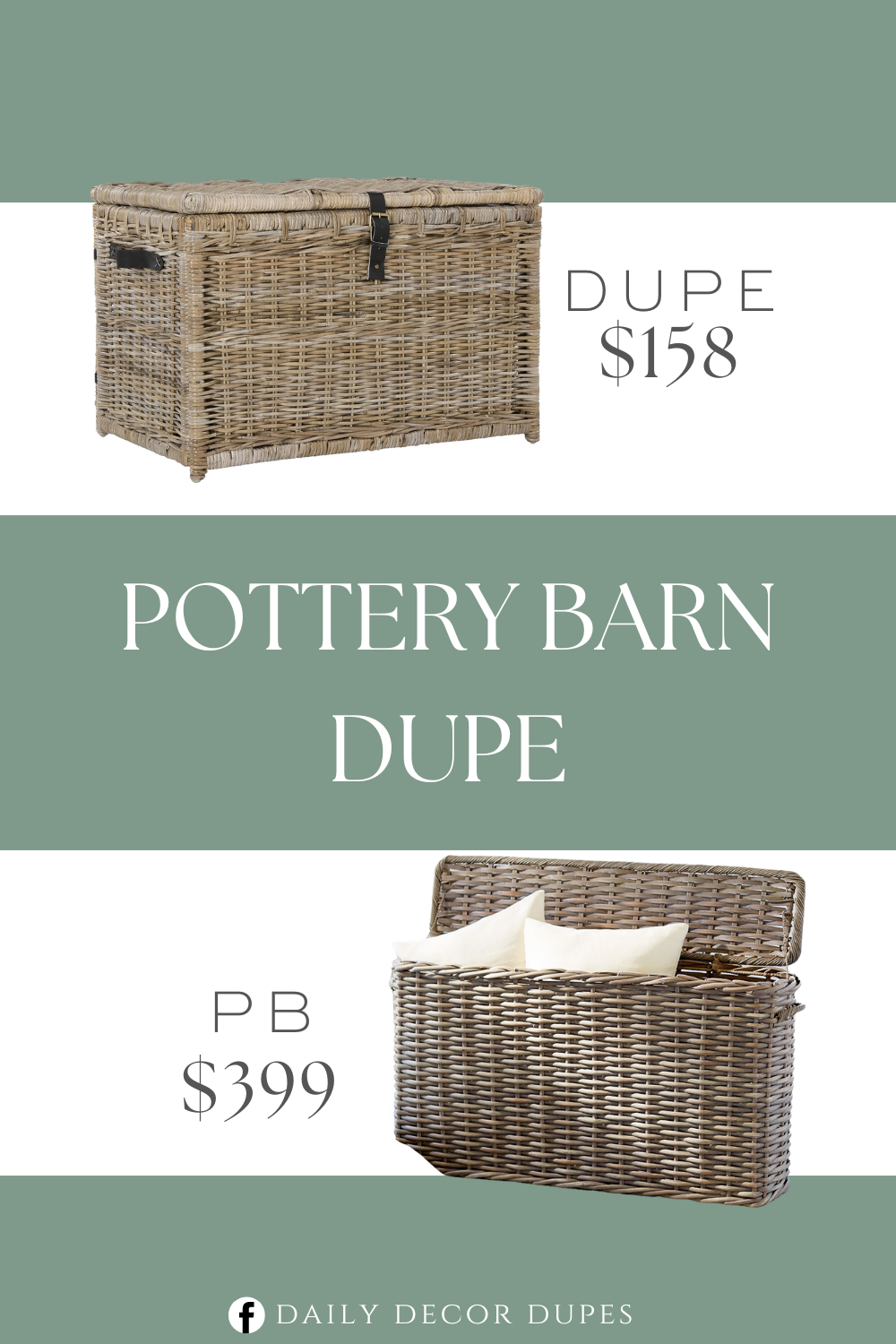 This Pottery Barn Aubrey Handwoven Oversized Lidded Basket dupe features a natural rattan material, a large capacity, and a classic natural style.