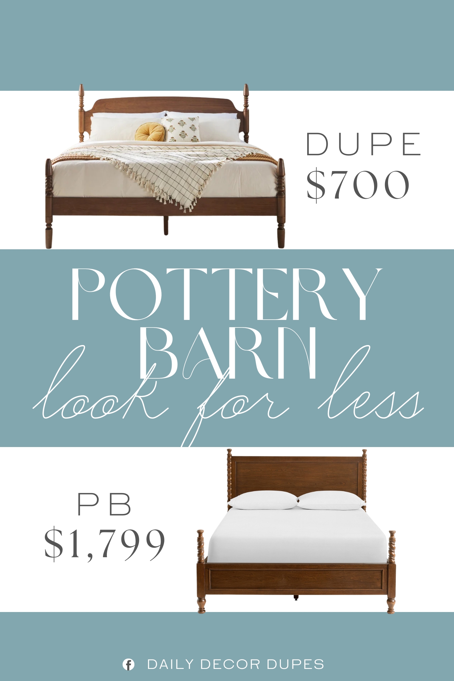Pottery Barn Barley Bed Dupe. this spindle bed frame is made from solid wood and solid wood veneer, delivering durability and style without breaking the bank.