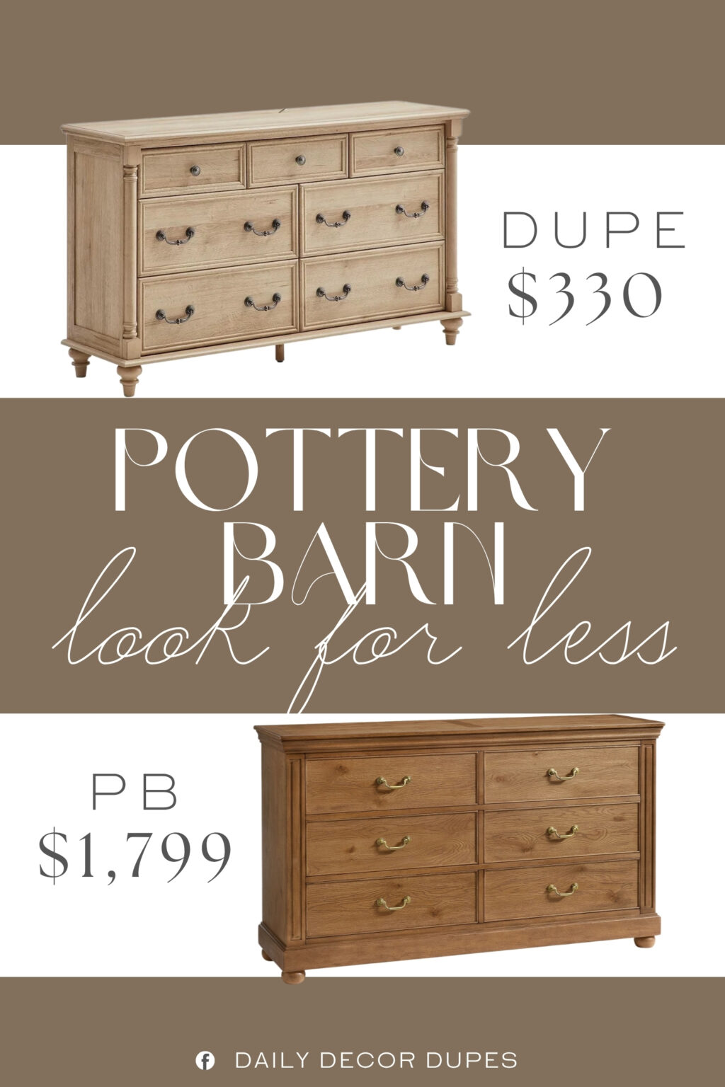 Pottery Barn Beatrix Drawer Dresser Dupe. It is made of quality engineered wood and can hold up to 25 lbs. per drawer and 100 lbs. with a padded countertop. The lacquer finish with wood top combines with vintage elements to add character and charm to your bedroom and living room.