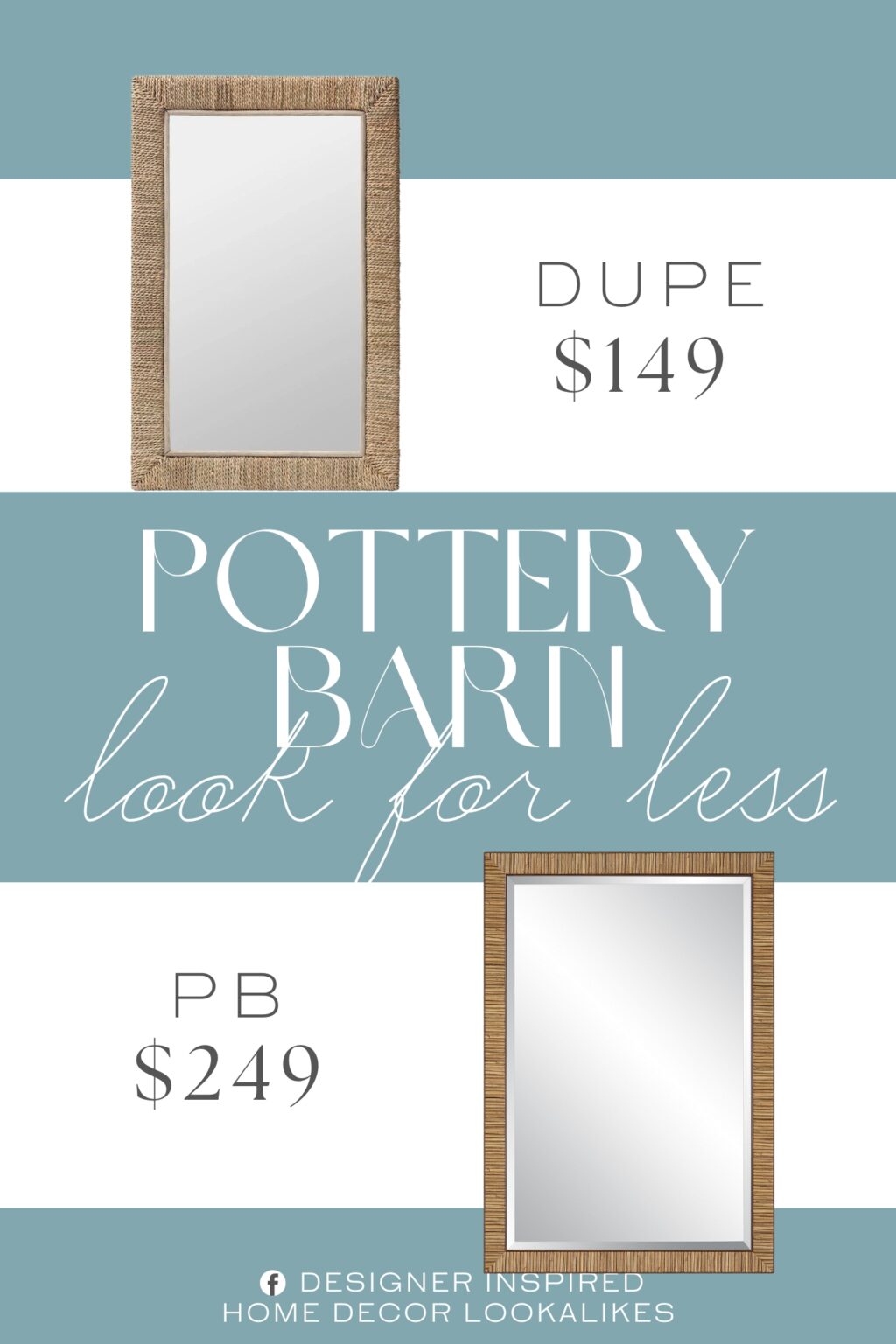 Pottery Barn Berskire Faux Rattan Wall Mirror Dupe. Constructed from natural seagrass, mahogany wood, and engineered wood, with handwoven seagrass by skilled artisans.