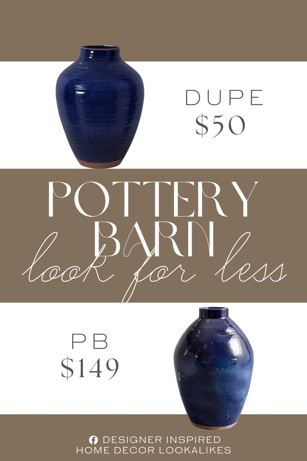 Pottery Barn Boatright Vase Dupe. Made of ceramic, this Tuscan vase is designed in blue with shiny finish for a luxe look.