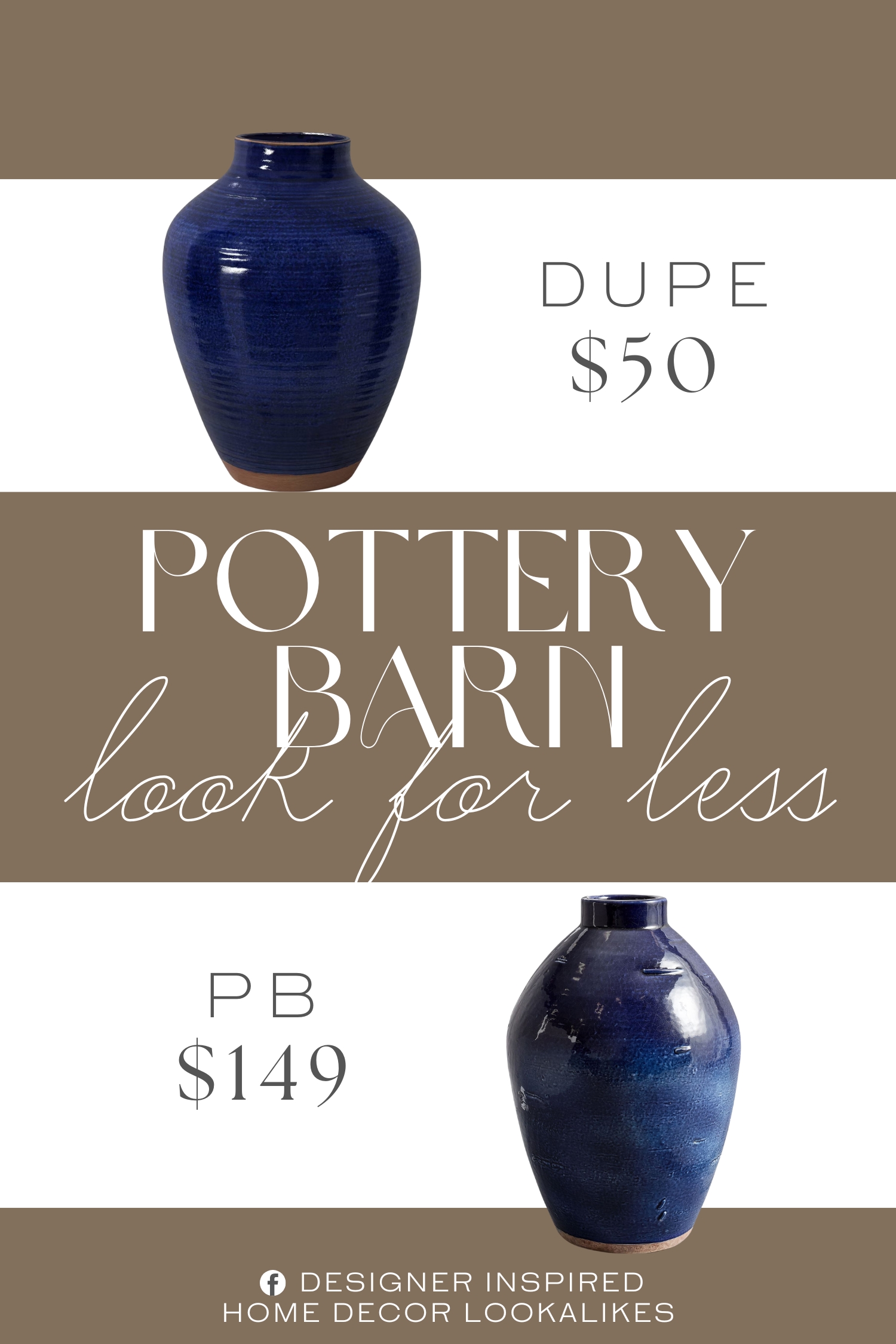 Pottery Barn Boatright Vase Dupe. Made of ceramic, this Tuscan vase is designed in blue with shiny finish for a luxe look.