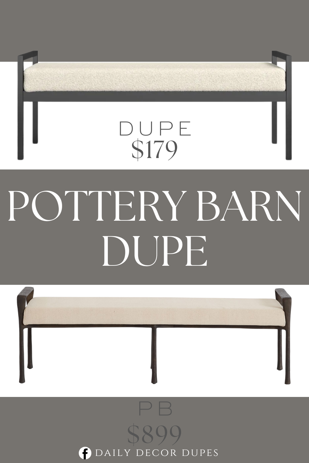 Pottery Barn Bodhi King Bench Dupe. Featuring our textural fabric on an open metal frame, our modern bench offers substantial size without overwhelming your space.