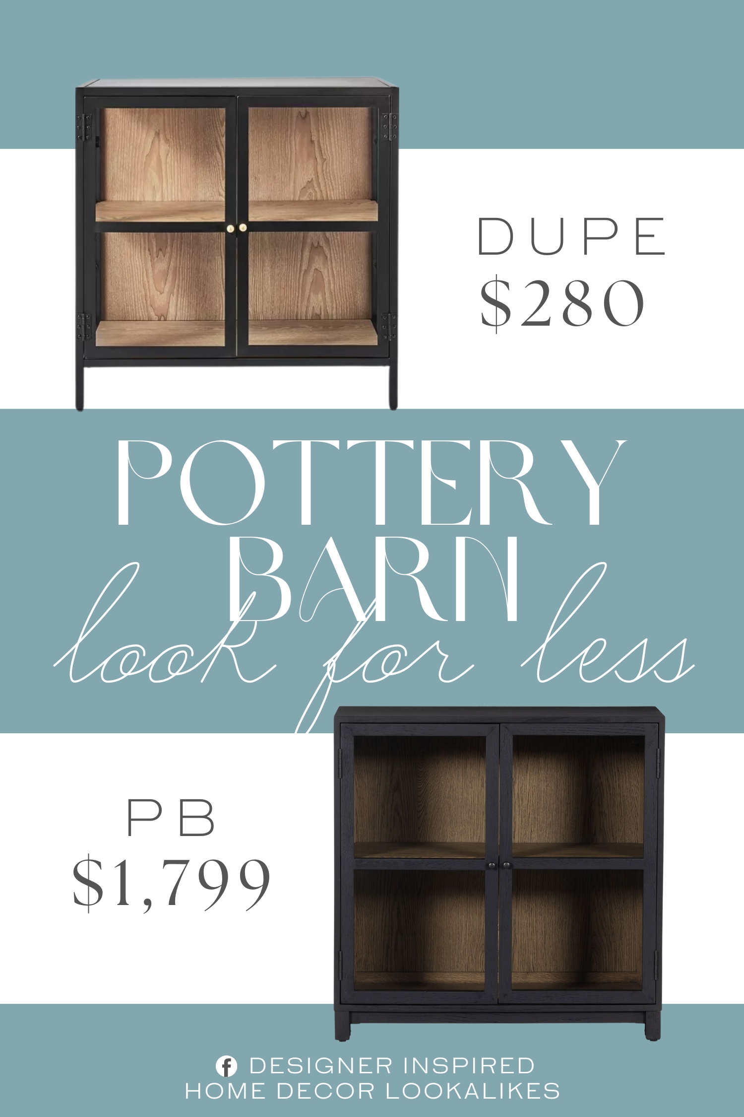 Pottery Barn Bryer Storage Cabinet Dupe. this cabinet features four built-in compartments with easy see-through glass sides and front to lend mixed appeal to your space.