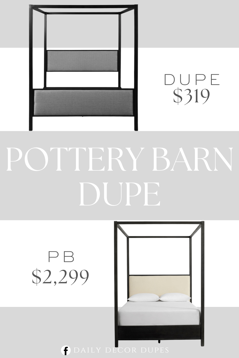 Pottery Barn Calistoga Canopy Bed Dupe. This canopy bed frame offers a dazzling focal point for your room, featuring a minimalistic structure in neutral colors and a sturdy metal structure.