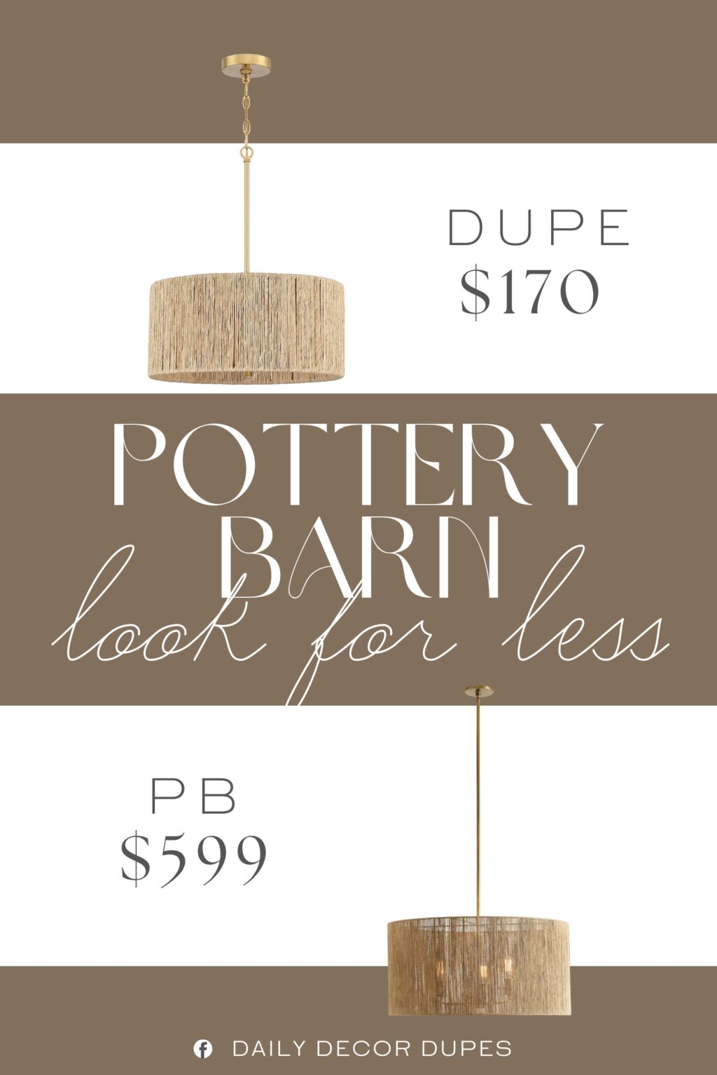 Pottery Barn Camden Woven Drum Pendant Dupe. This pendant chandelier light is meticulously hand-woven with natural rattan in a drum silhouette. Inside, a 4-light cluster in brass/gold casts generous light and creates interesting shadow patterns on the walls of your dining room, living room, or bedroom.