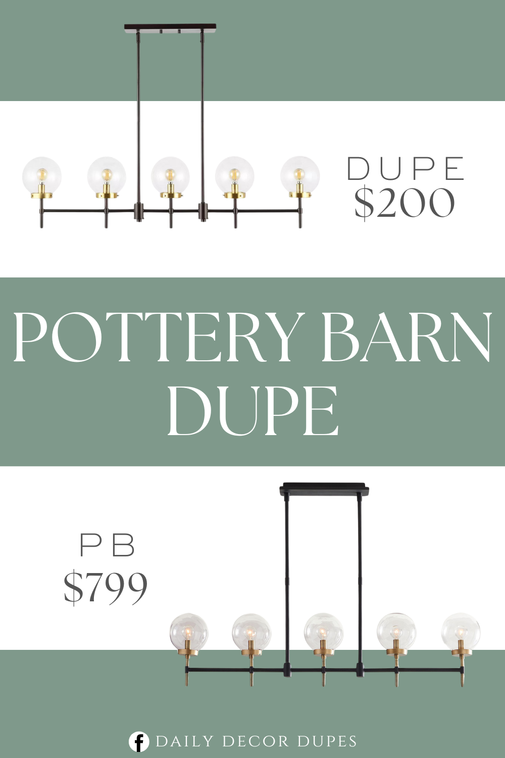 Pottery Barn Camryn Glass Globe Linear Chandelier Dupe. Crafted with Iron. features a charming oil-rubbed bronze finish and linear profile to perfectly complement a kitchen island, an elongated dining table, or a narrow space.