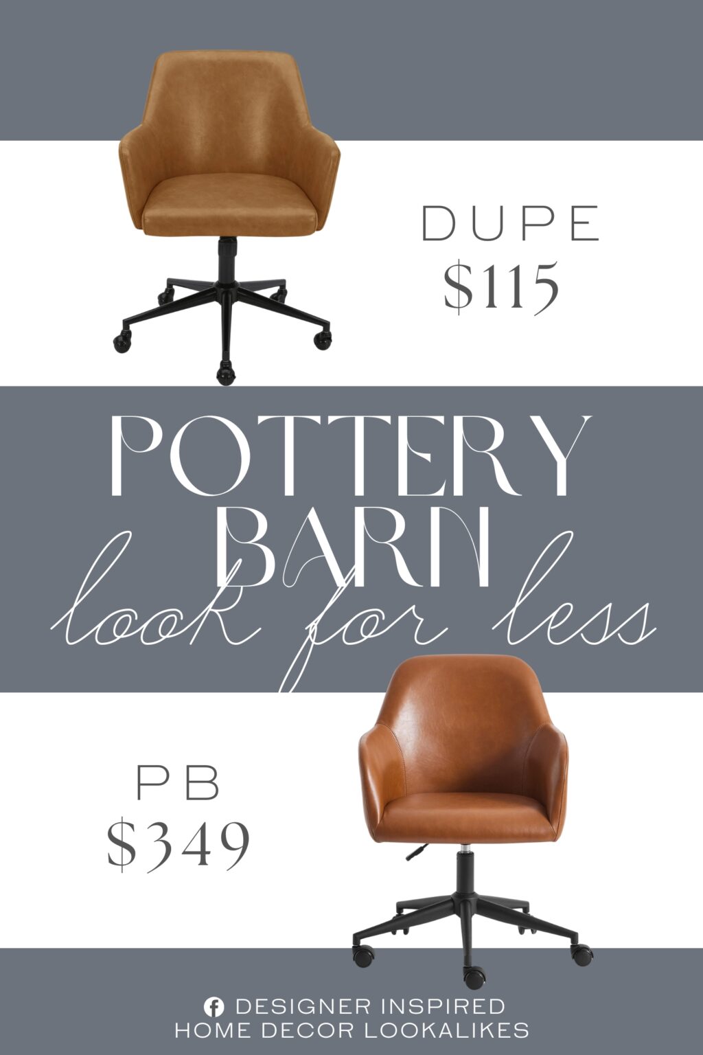 Pottery Barn Carson Swivel Desk Chair Dupe. Made from solid and engineered wood for long-lasting stability.