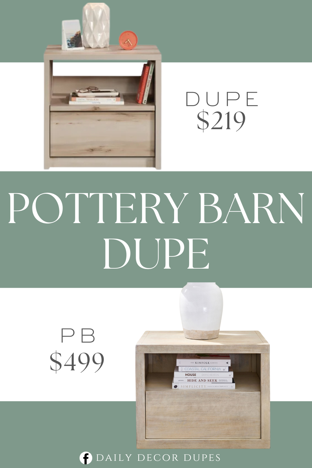 Pottery Barn Cayman Nightstand Dupe. Clean-lined and crafted from engineered wood, it comes in a finish of your choice for added versatility and a heightened amount of modern style. The drawer with metal runners and safety stops features a patented T-lock assembly system for easy assembly. Open shelf provides additional storage for home décor, books, and more.