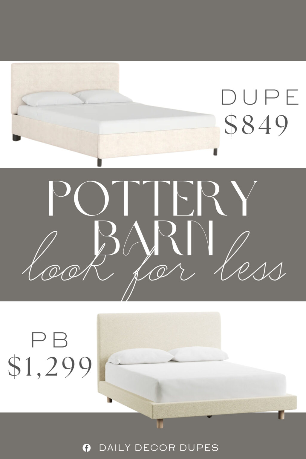 Pottery Barn Cayman Upholstered Bed Dupe. Constructed from solid wood and metal, it’s neatly upholstered in quality fabrics.