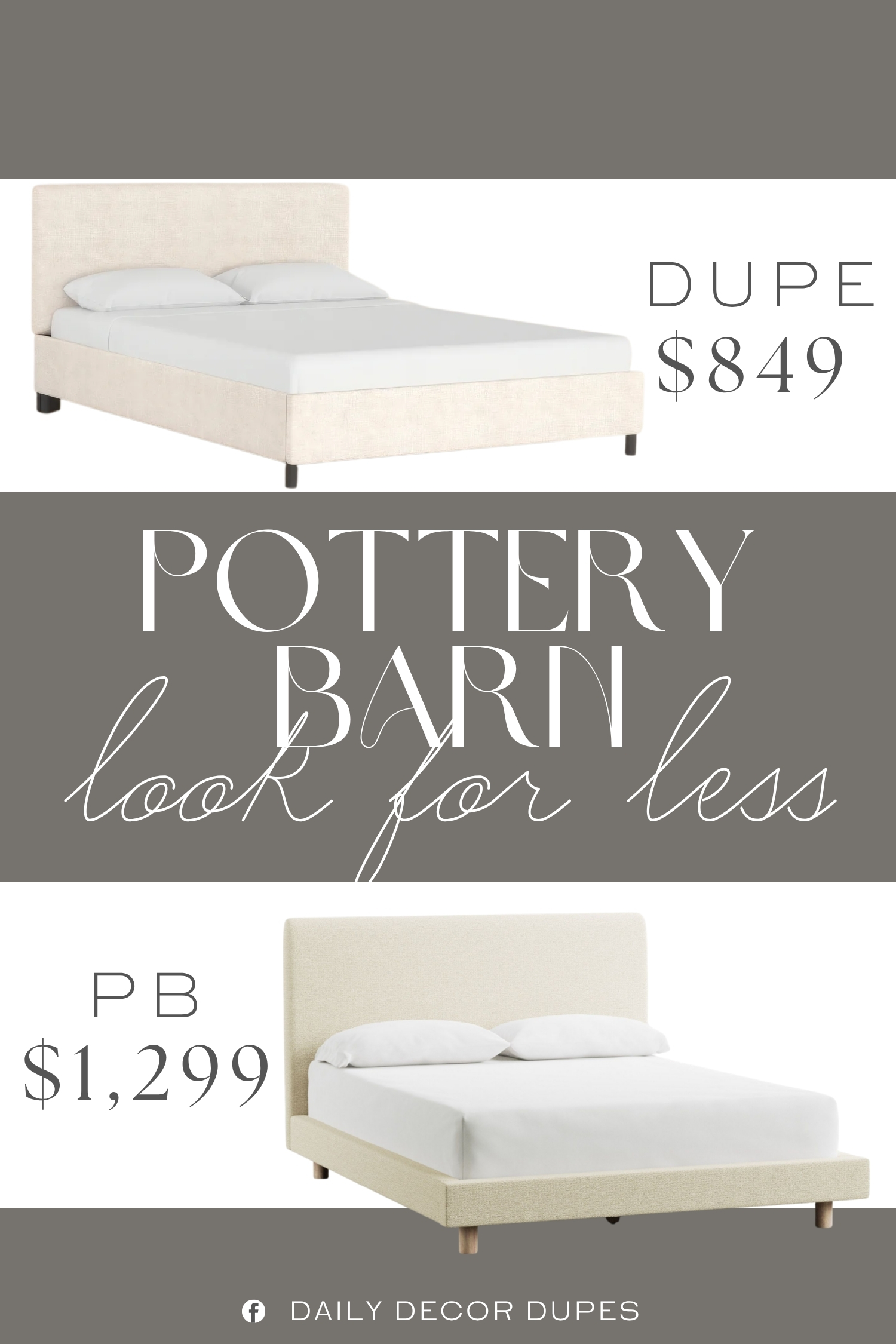 Pottery Barn Cayman Upholstered Bed Dupe. Constructed from solid wood and metal, it’s neatly upholstered in quality fabrics.
