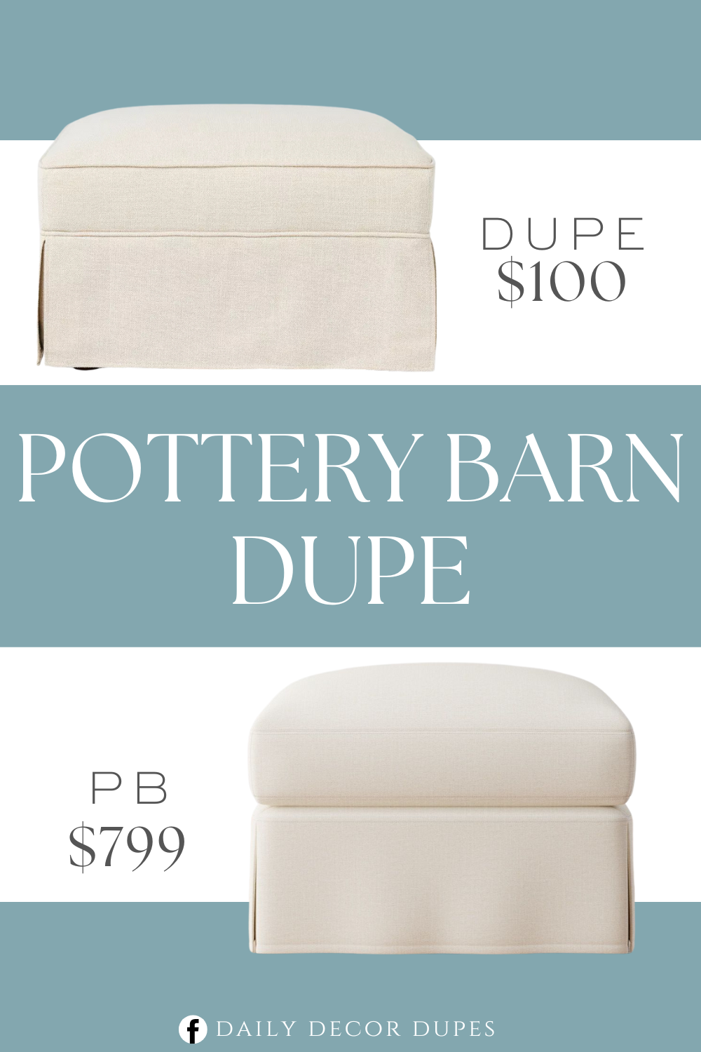 Pottery Barn Chloe Slipcovered Ottoman Dupe. This rectangular ottoman features soft upholstery in a solid hue. Crafted with a wooden frame, it makes a functional and stylish addition to your living room or any other space.