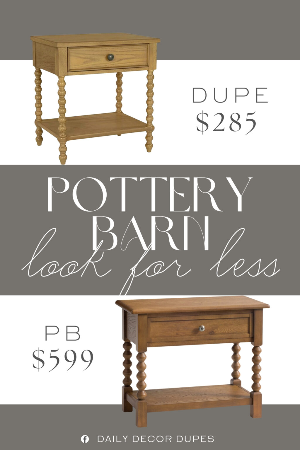 Pottery Barn Chris Loves Julia Stacked Ball Nightstand Dupe. The solid wood frame ensures durability and stability. The drawers and shelves provide convenient storage for your essentials.