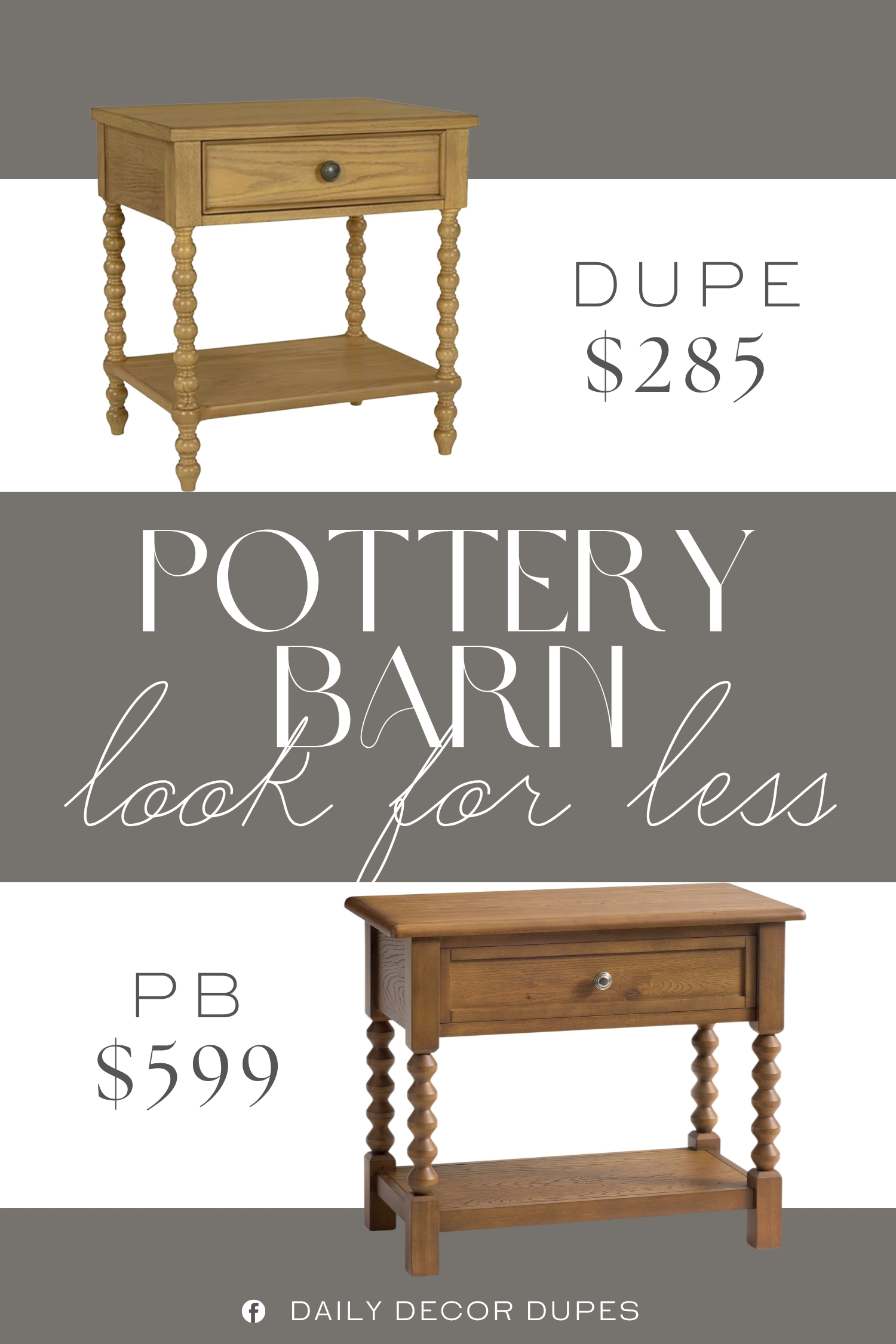 Pottery Barn Chris Loves Julia Stacked Ball Nightstand Dupe. The solid wood frame ensures durability and stability. The drawers and shelves provide convenient storage for your essentials.