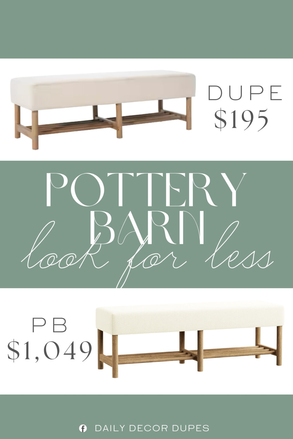 Pottery Barn Clyde Upholstered Bench Dupe. Linen upholstery with elastic sponge filling for comfort. Solid rubberwood legs provide stability and durability.