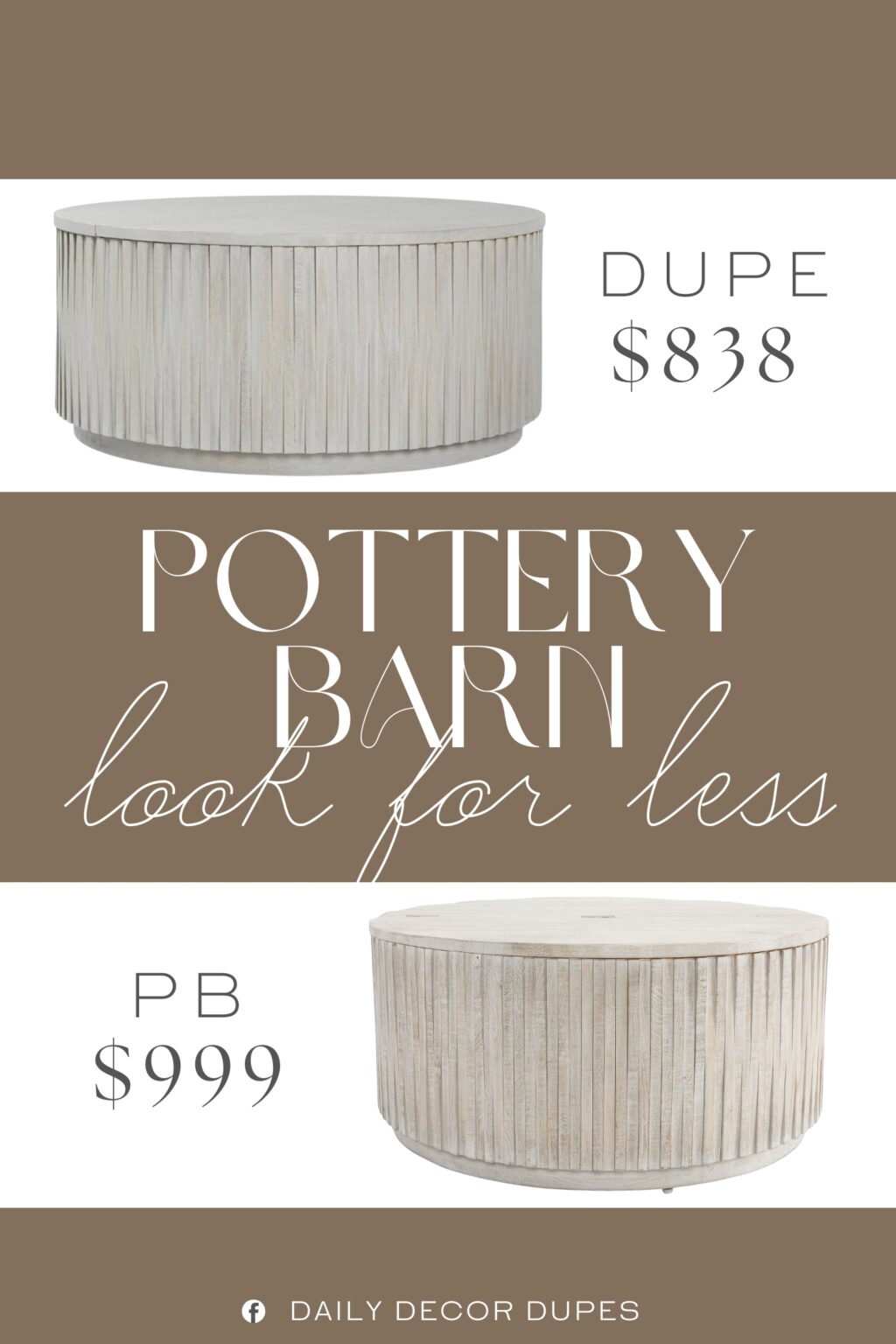 Pottery Barn Coloma Round Storage Coffee Table Dupe. The handcrafted nature of this wood creates products with character and individuality. The inherent knots, grains, and variations in color and texture, are preserved, to create pieces rich in detail and natural beauty.
