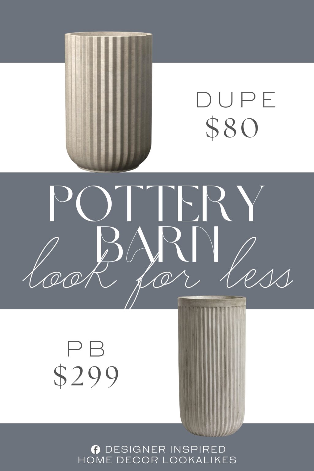 Pottery Barn Concrete Fluted Outdoor Planters Dupe. Expertly crafted from a unique blend of premium concrete, this planter combines exceptional strength, long-lasting durability, superior resistance to weather and damage, and vibrant color retention that endures the test of time.