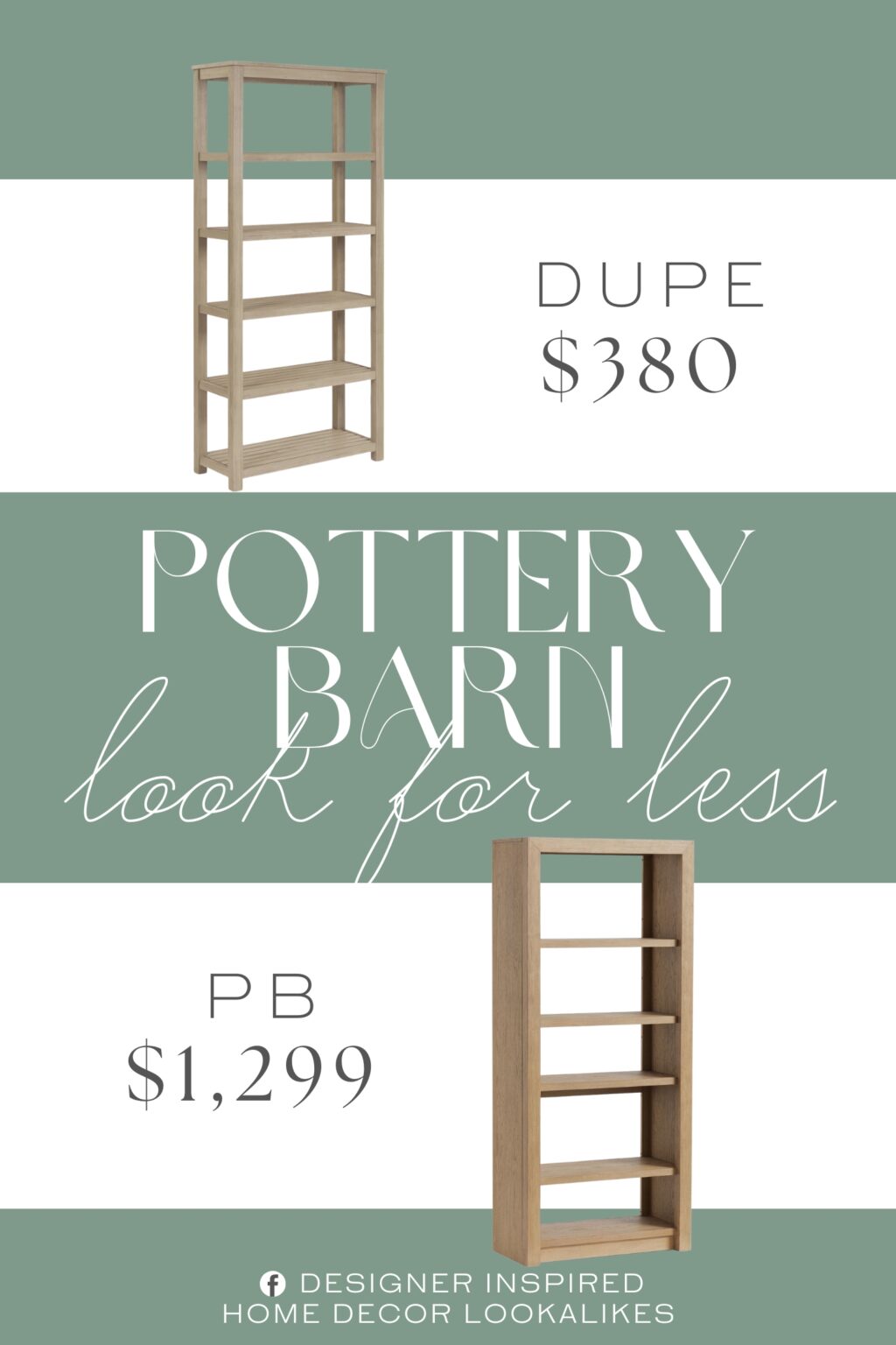 Pottery Barn Dillon Open Bookcase Dupe. Built from solid acacia wood with a smooth matte finish, its open-back frame features five evenly spaced shelves for clean, balanced display.