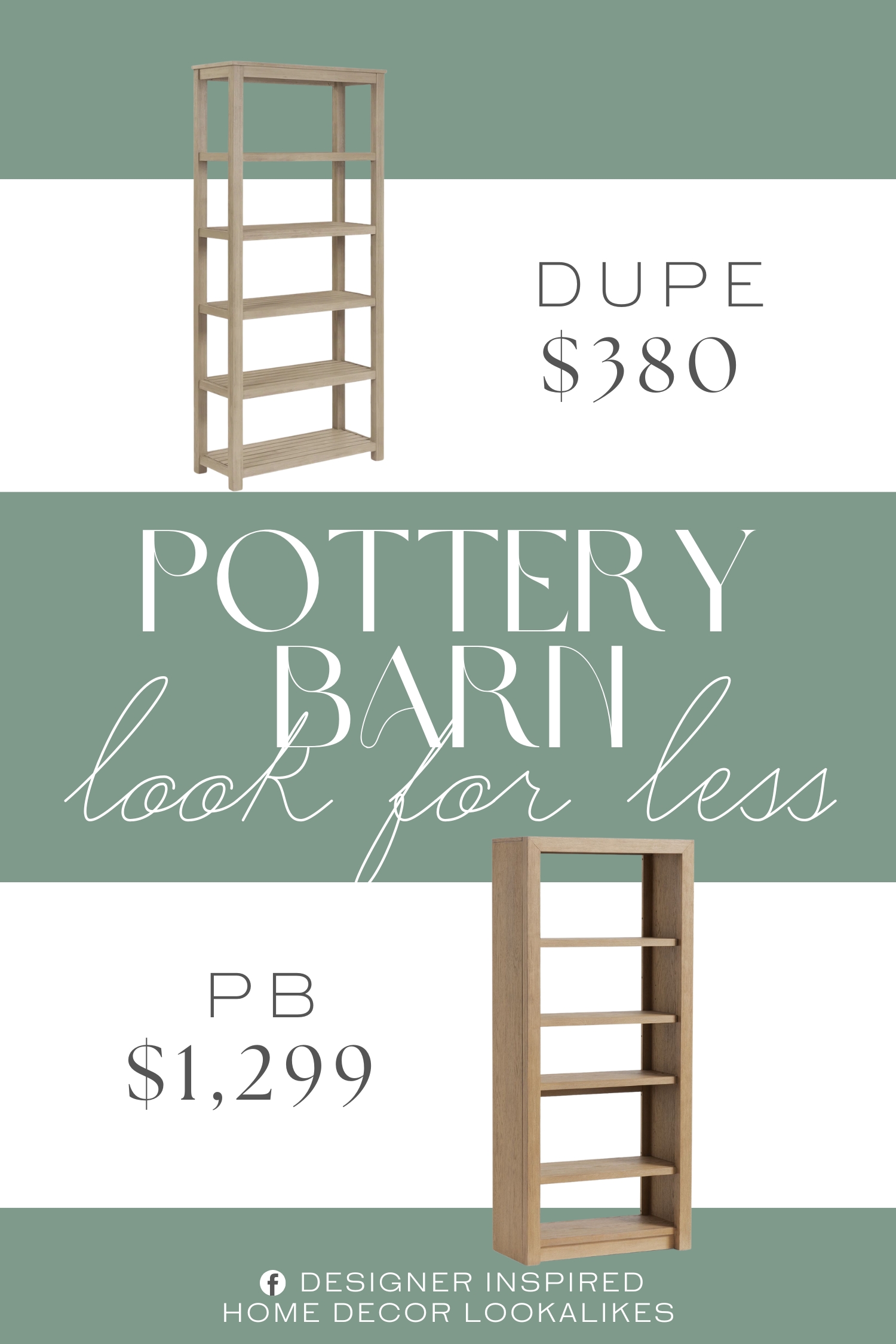 Pottery Barn Dillon Open Bookcase Dupe. Built from solid acacia wood with a smooth matte finish, its open-back frame features five evenly spaced shelves for clean, balanced display.