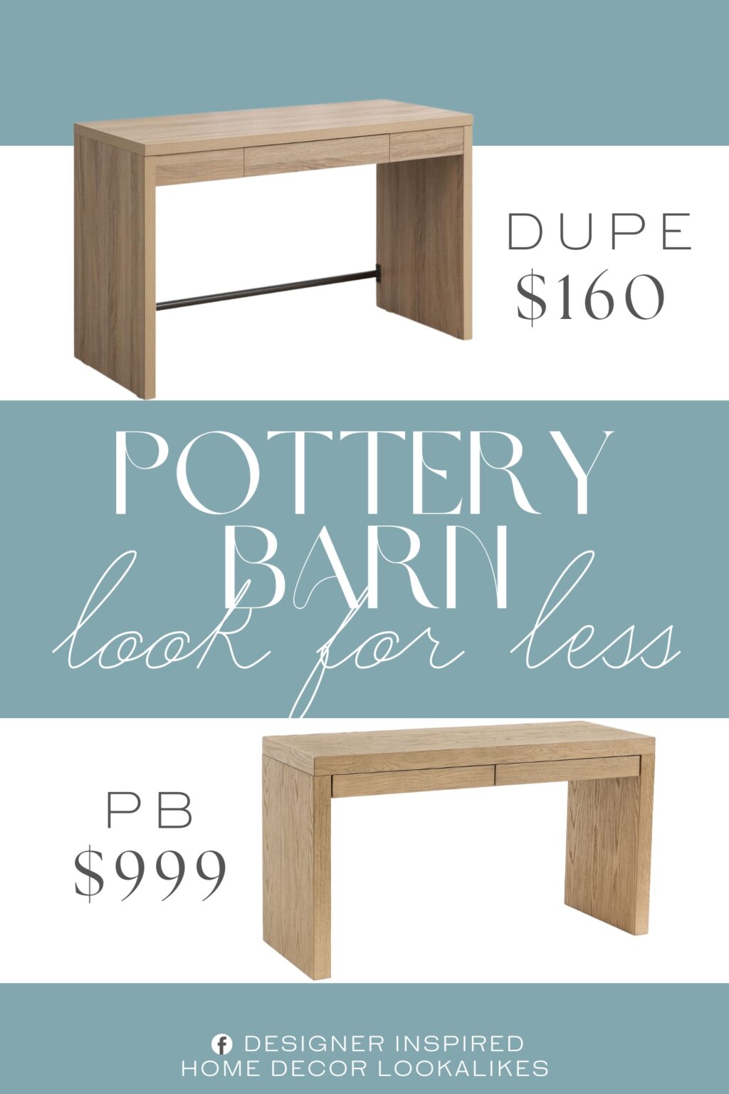 Pottery Barn Dillon Writing Desk Dupe. this wooden desk is designed for maximum stability and longevity. With reinforced, thick wood panels on both the desktop and legs, you can trust this desk to stand strong, supporting all your daily tasks with ease.