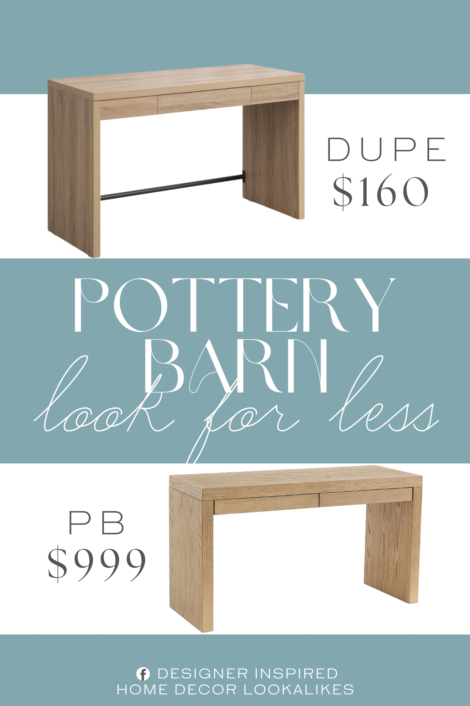 Pottery Barn Dillon Writing Desk Dupe. this wooden desk is designed for maximum stability and longevity. With reinforced, thick wood panels on both the desktop and legs, you can trust this desk to stand strong, supporting all your daily tasks with ease.