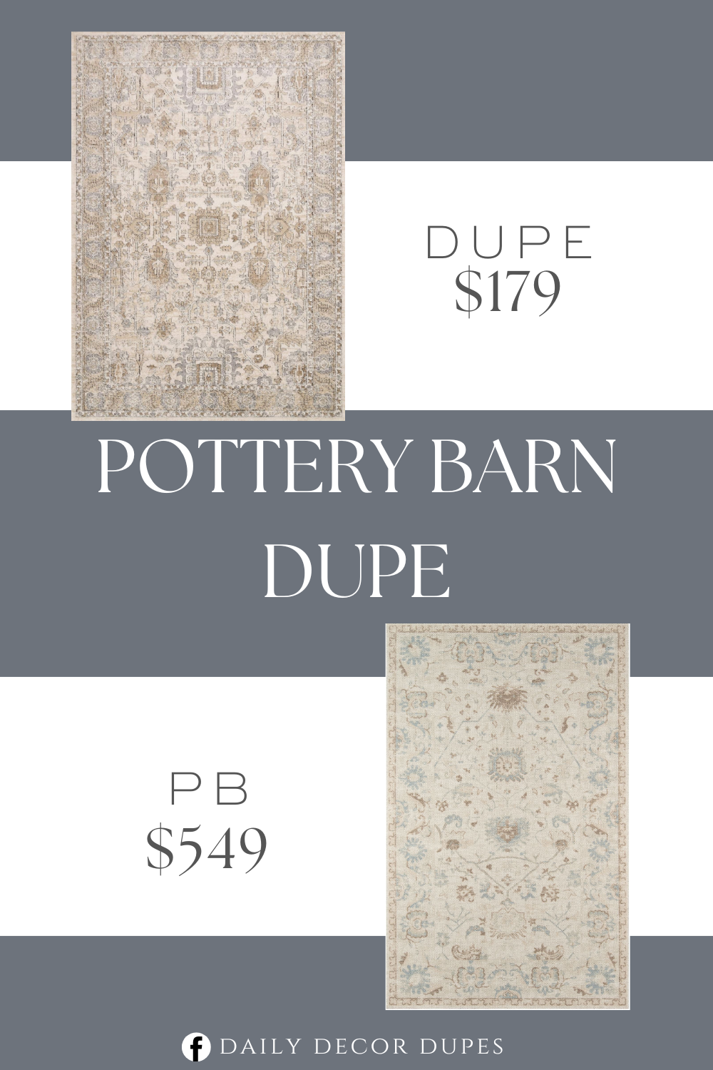 Pottery Barn Dovie Persian Style 8x10 Rug Dupe. Teagan collection blend. High Pile: 100% Polypropylene | Short Pile: 100% Polyester.