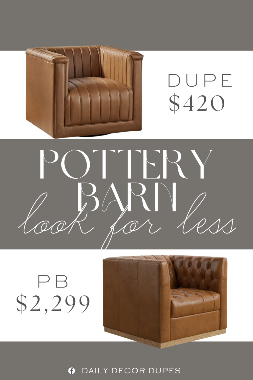 Pottery Barn Edgewood Leather Swivel Chair Dupe. Features a metal base for a stable foundation. Foam seat construction offers a supportive feel.