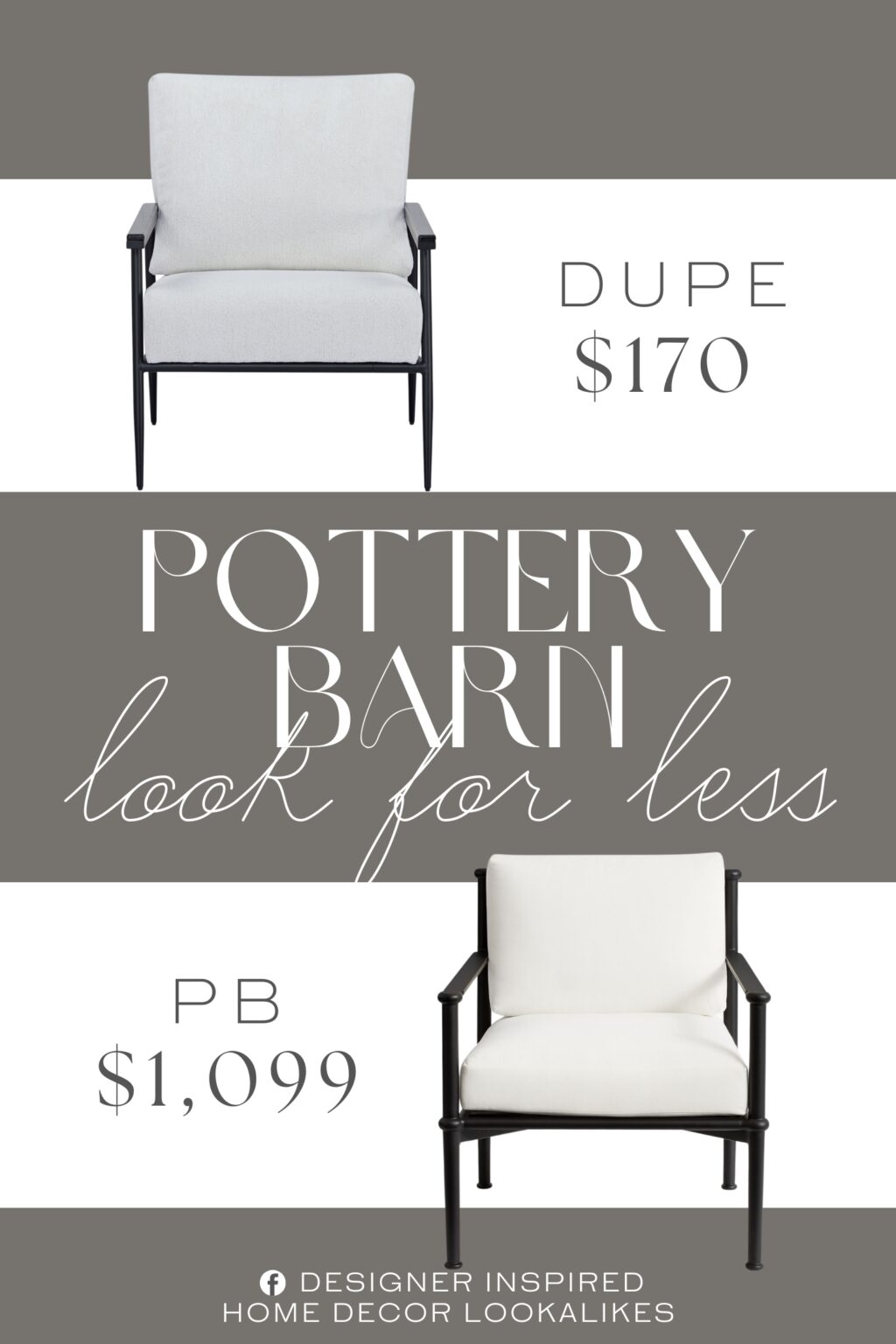 Pottery Barn Ellis Metal Outdoor Lounge Chair Dupe. Its sleek design and multiple upholstery options ensure that it effortlessly complements various interior styles while providing a comfortable and inviting seating experience.